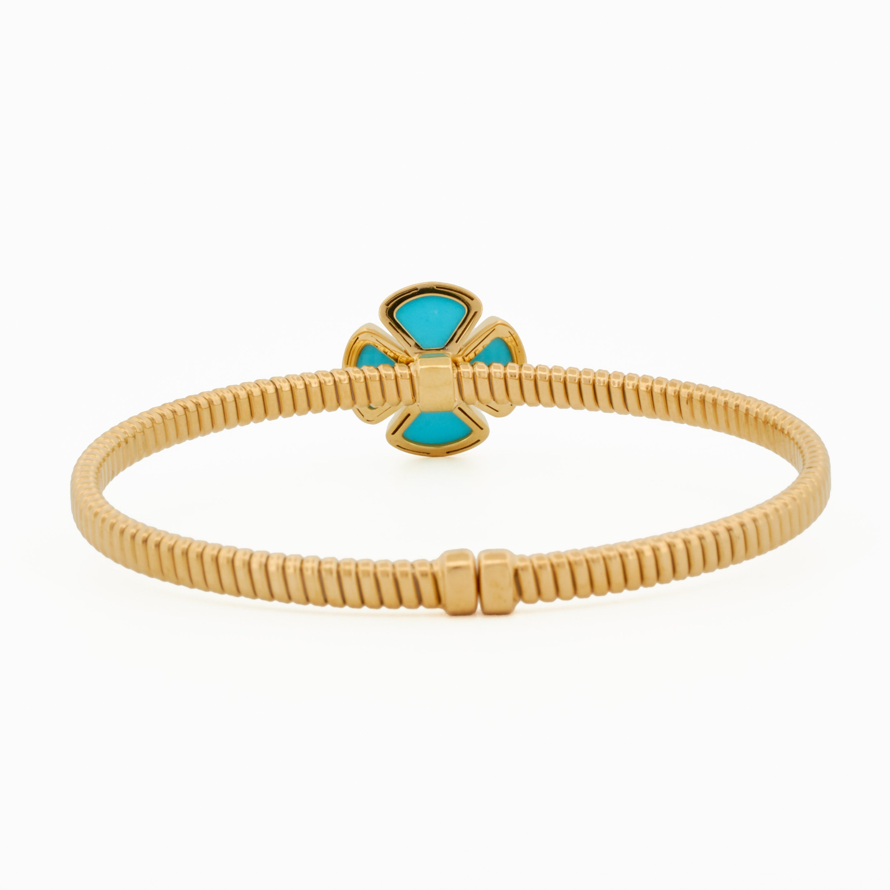 Tubogas Bangle with Turquoise Clover and Diamond Center