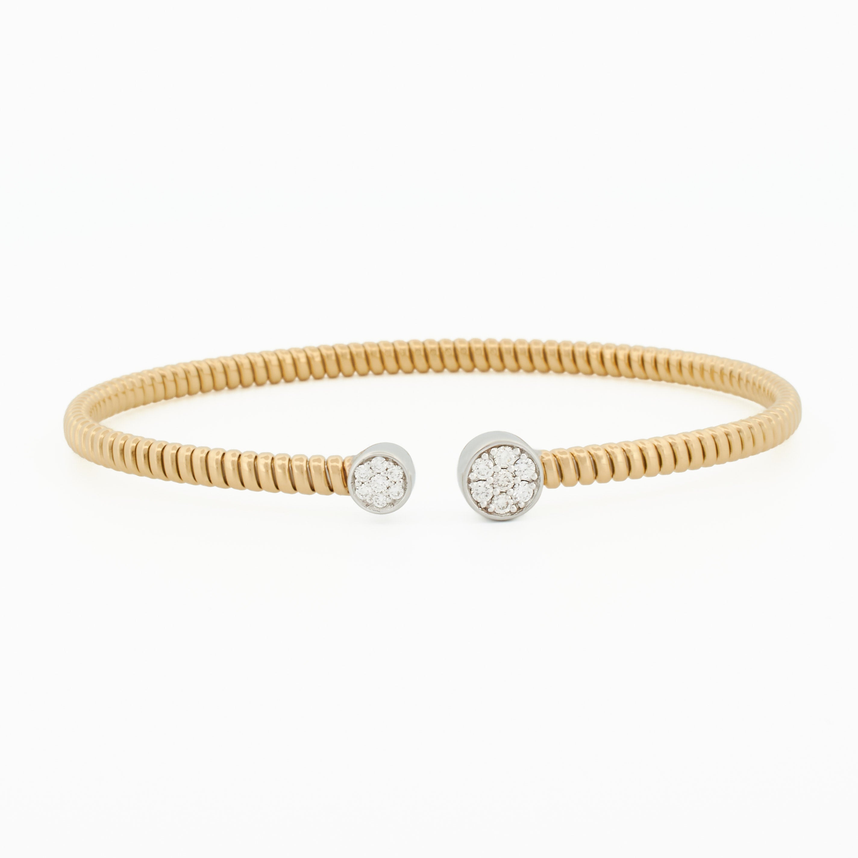 Coil Bangle with Round Diamond Pavé Ends