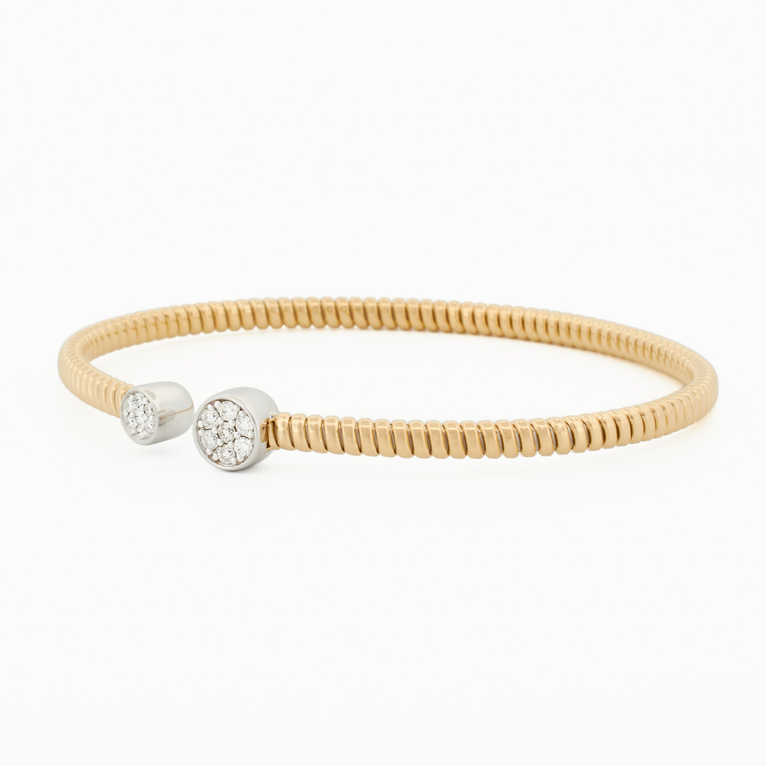 Coil Bangle with Round Diamond Pavé Ends