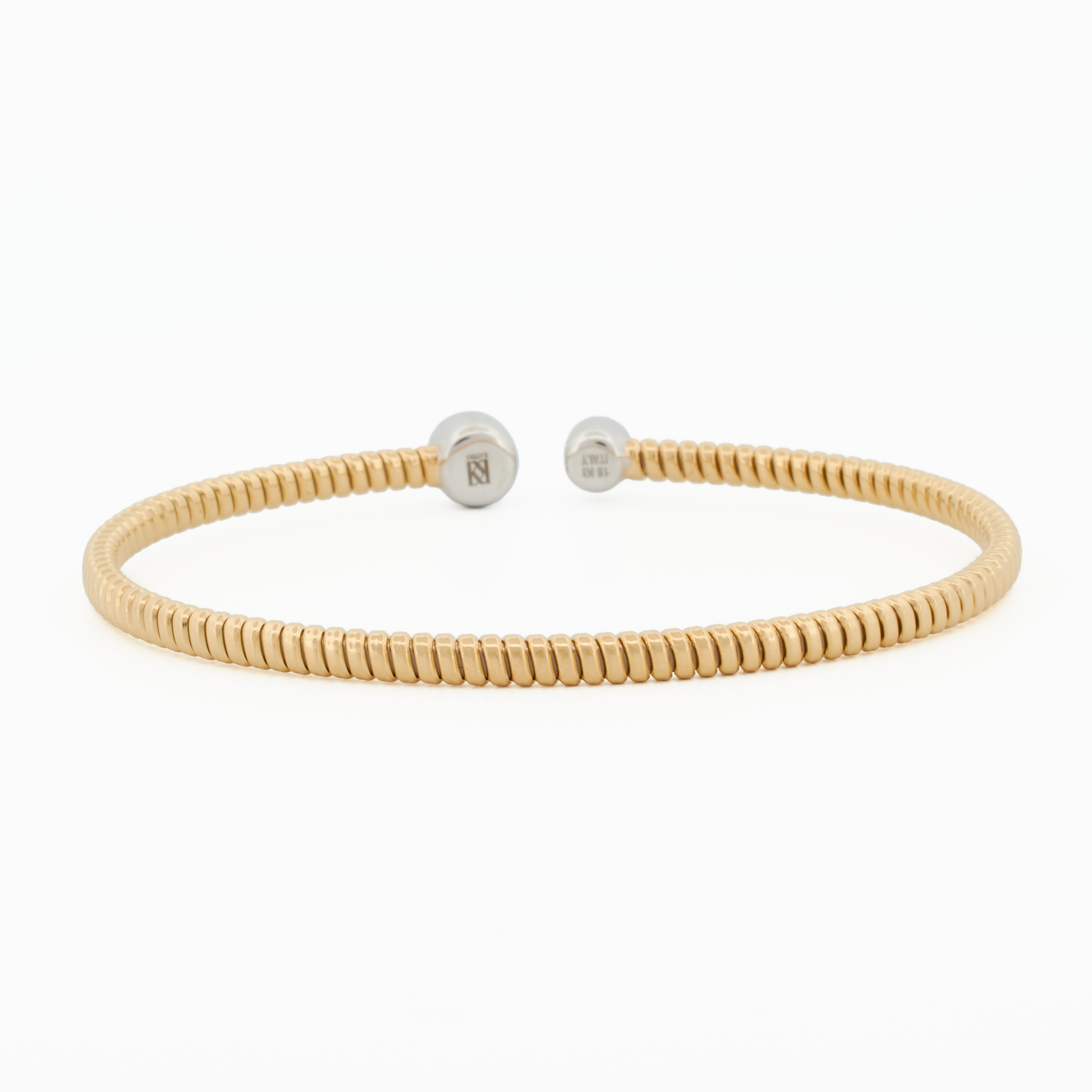 Coil Bangle with Round Diamond Pavé Ends