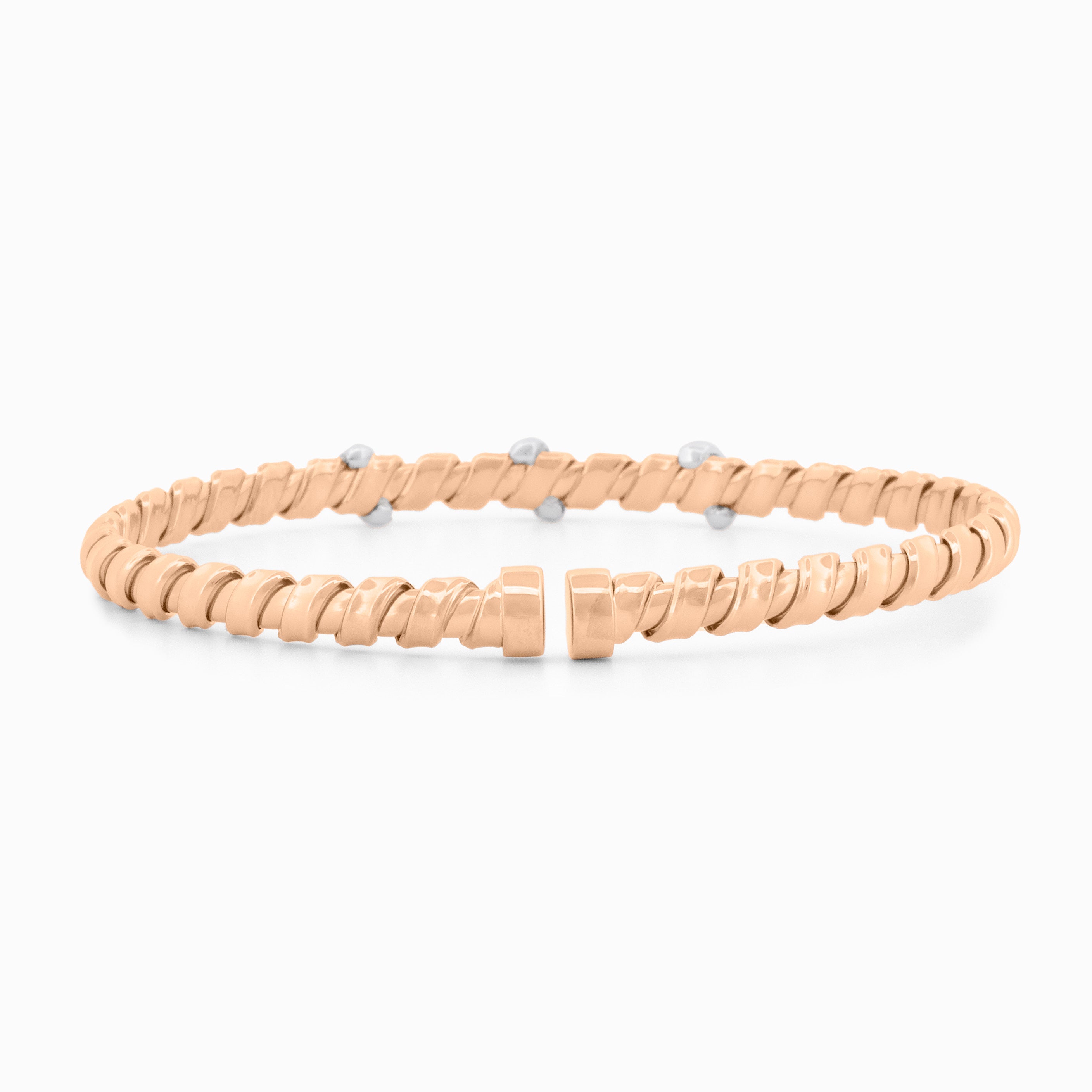 Flexible Gold Bangle with Diamond Stations