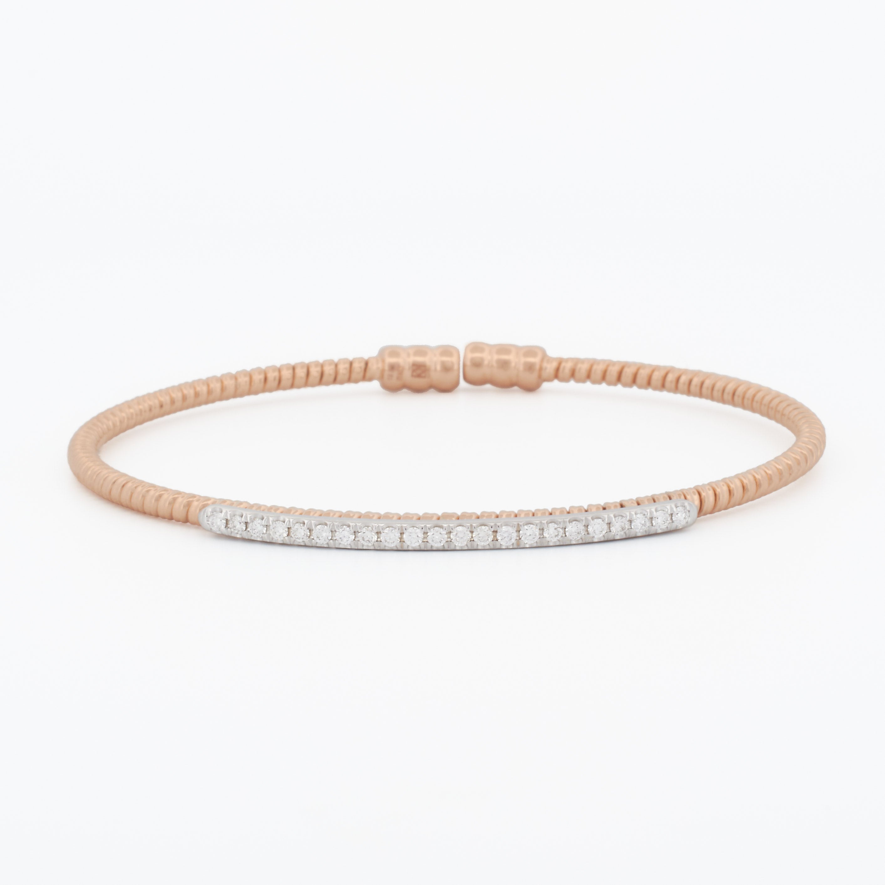 Gold Coil Bangle with Diamond Pavé Bar