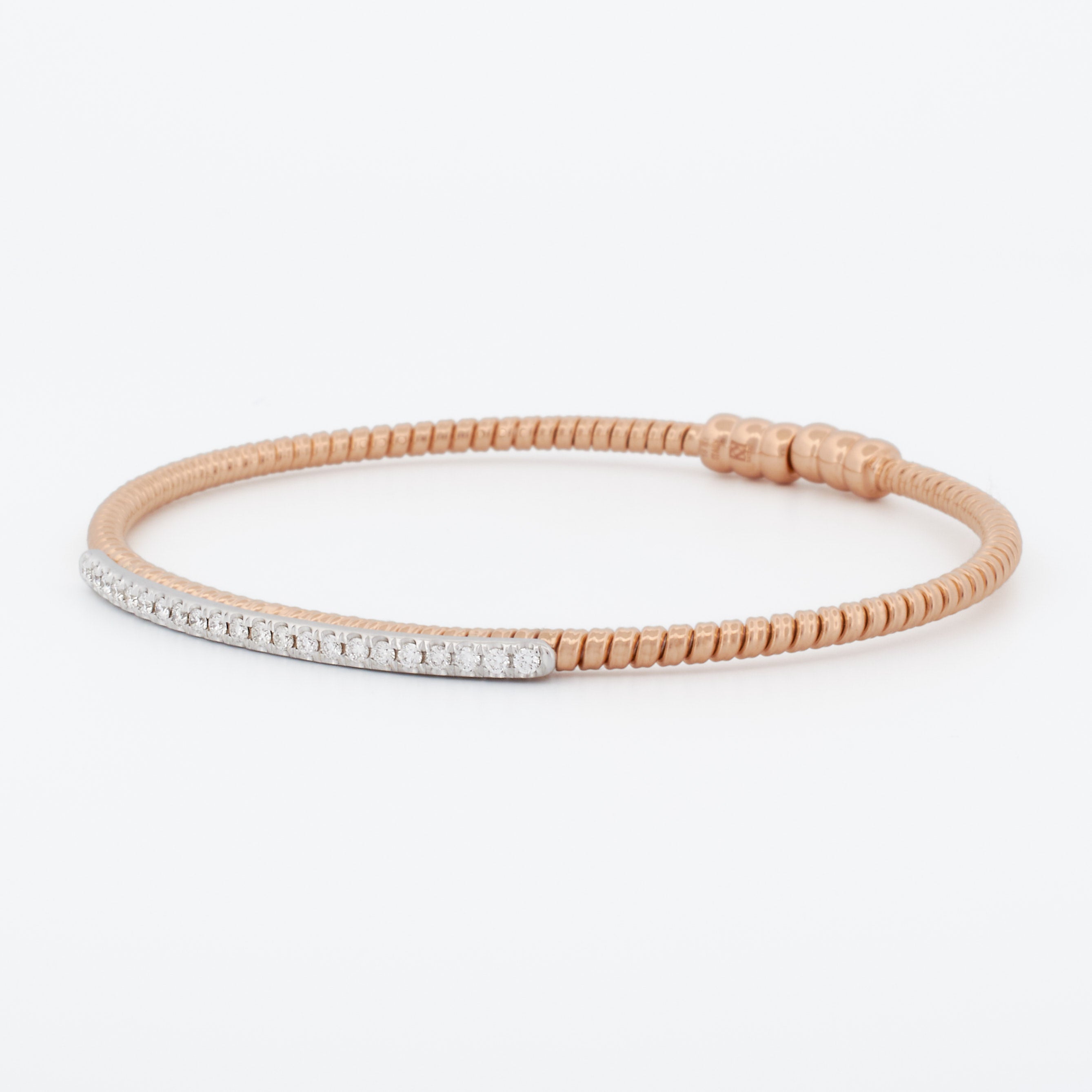 Gold Coil Bangle with Diamond Pavé Bar