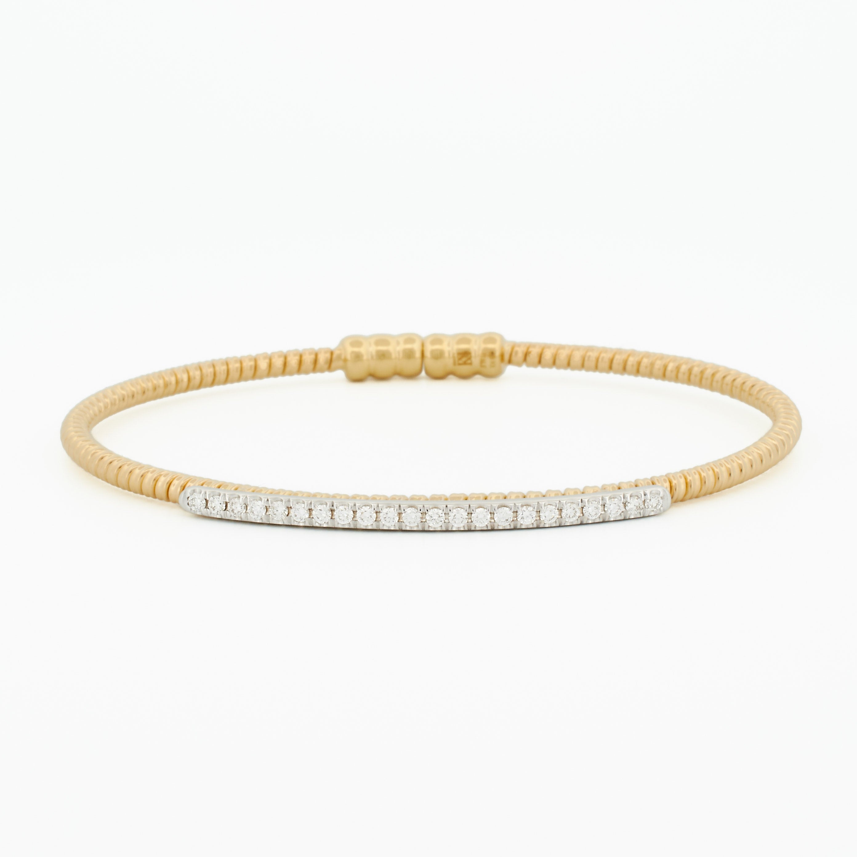 Gold Coil Bangle with Diamond Pavé Bar