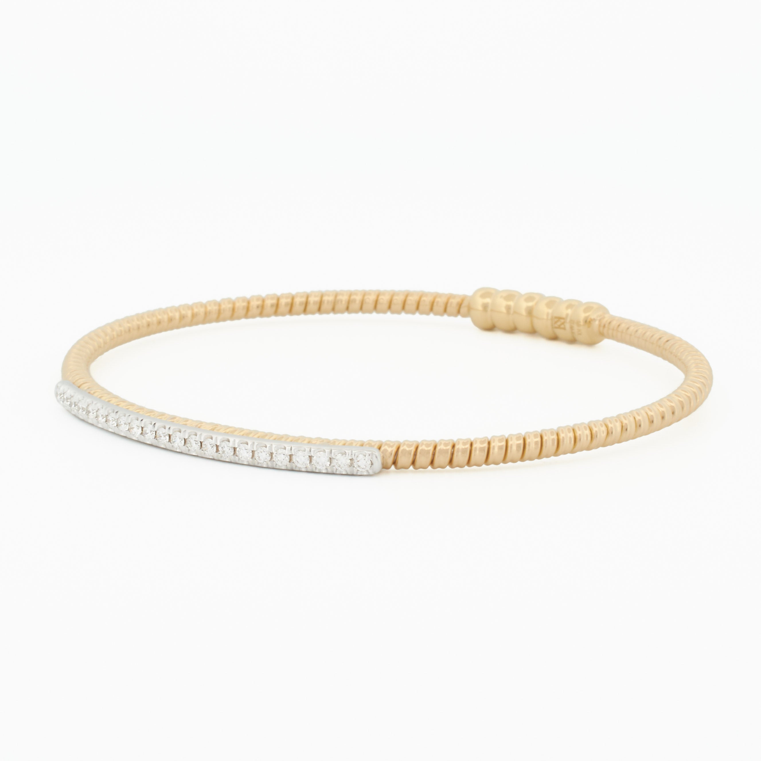 Gold Coil Bangle with Diamond Pavé Bar