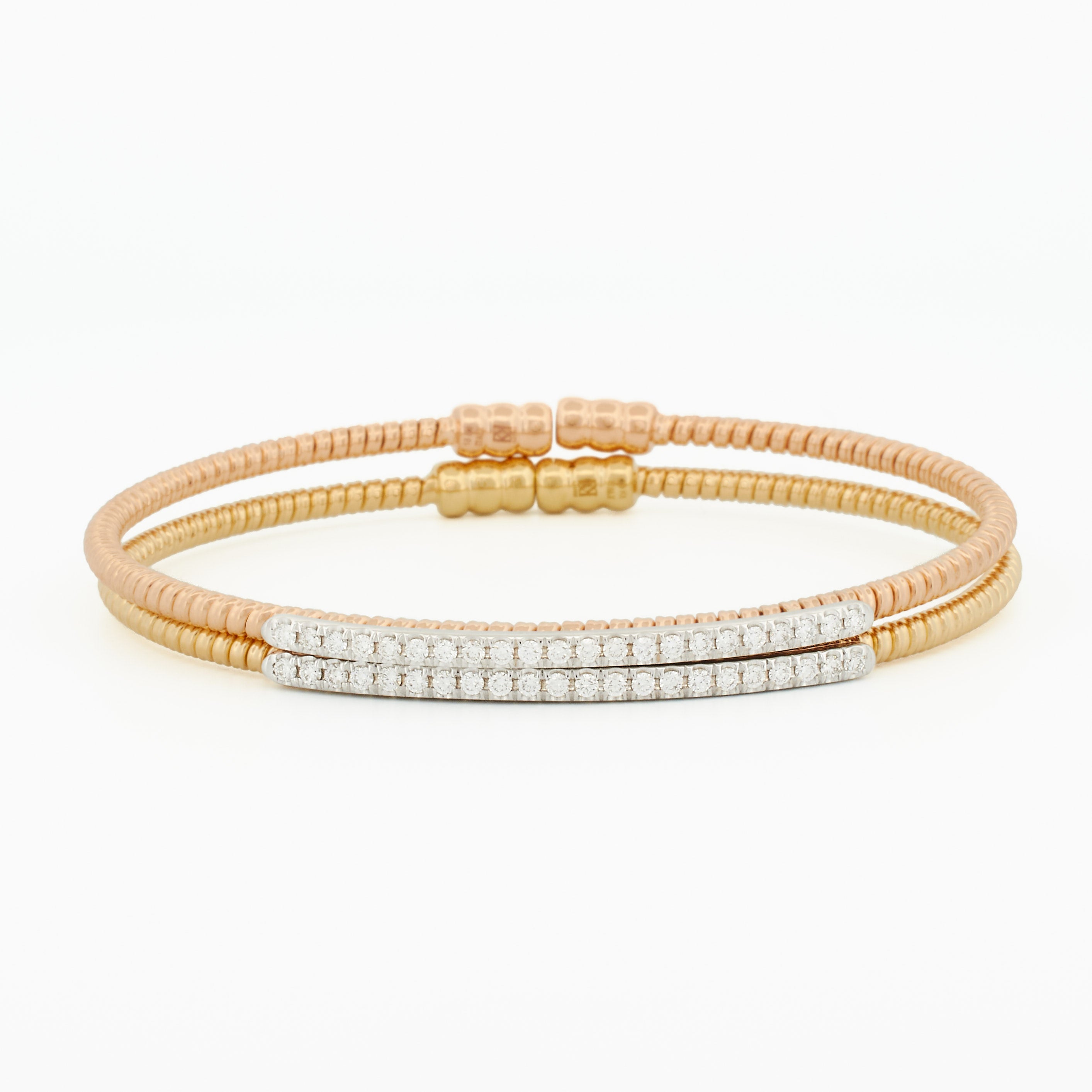 Gold Coil Bangle with Diamond Pavé Bar