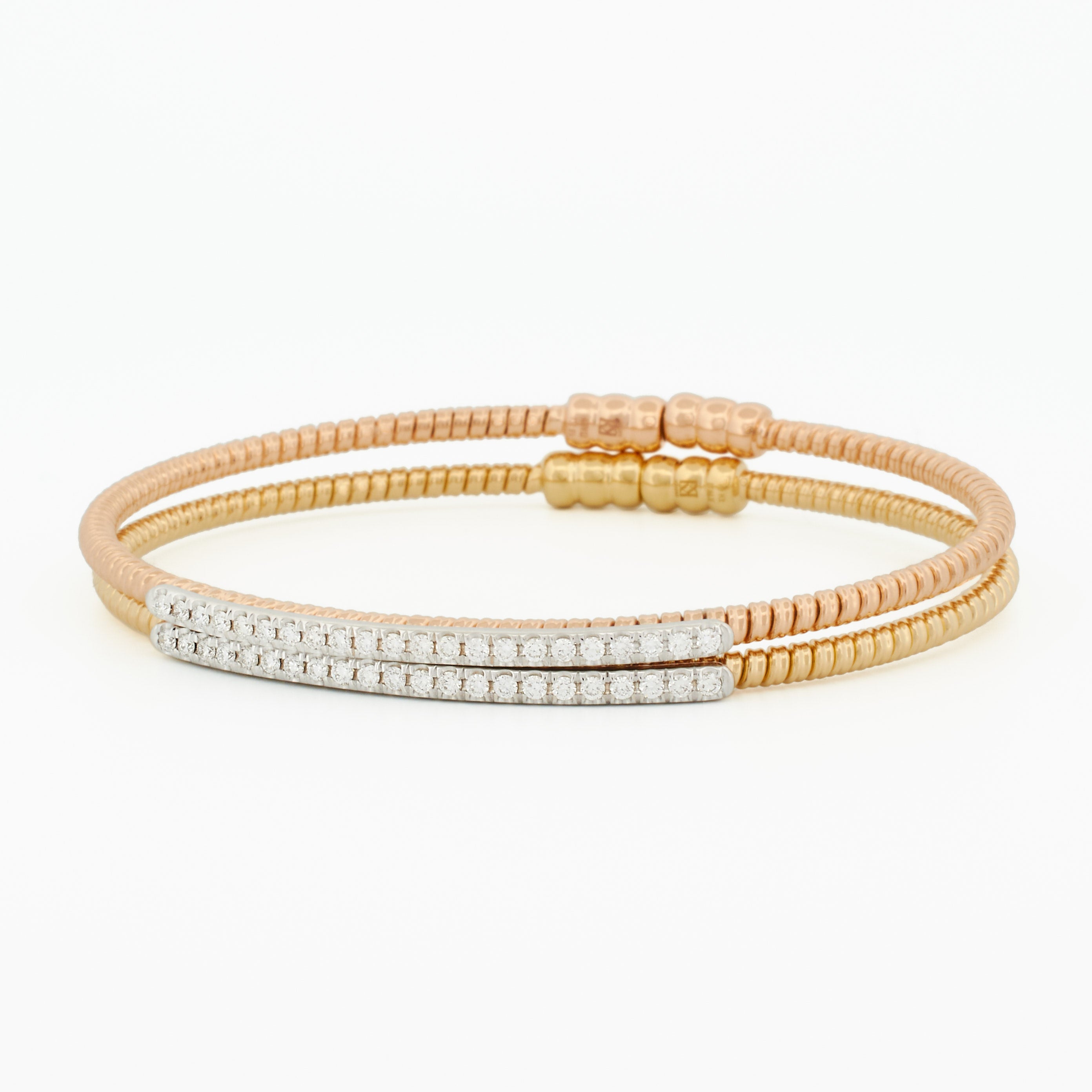 Gold Coil Bangle with Diamond Pavé Bar