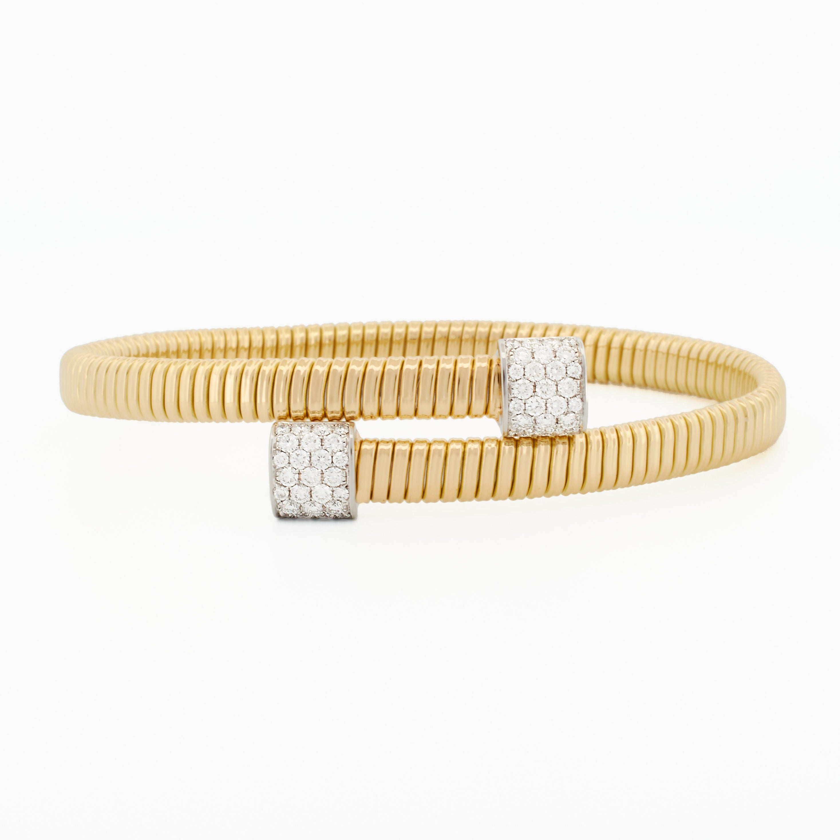 Tubogas Bypass Bangle with Diamond Pavé Caps