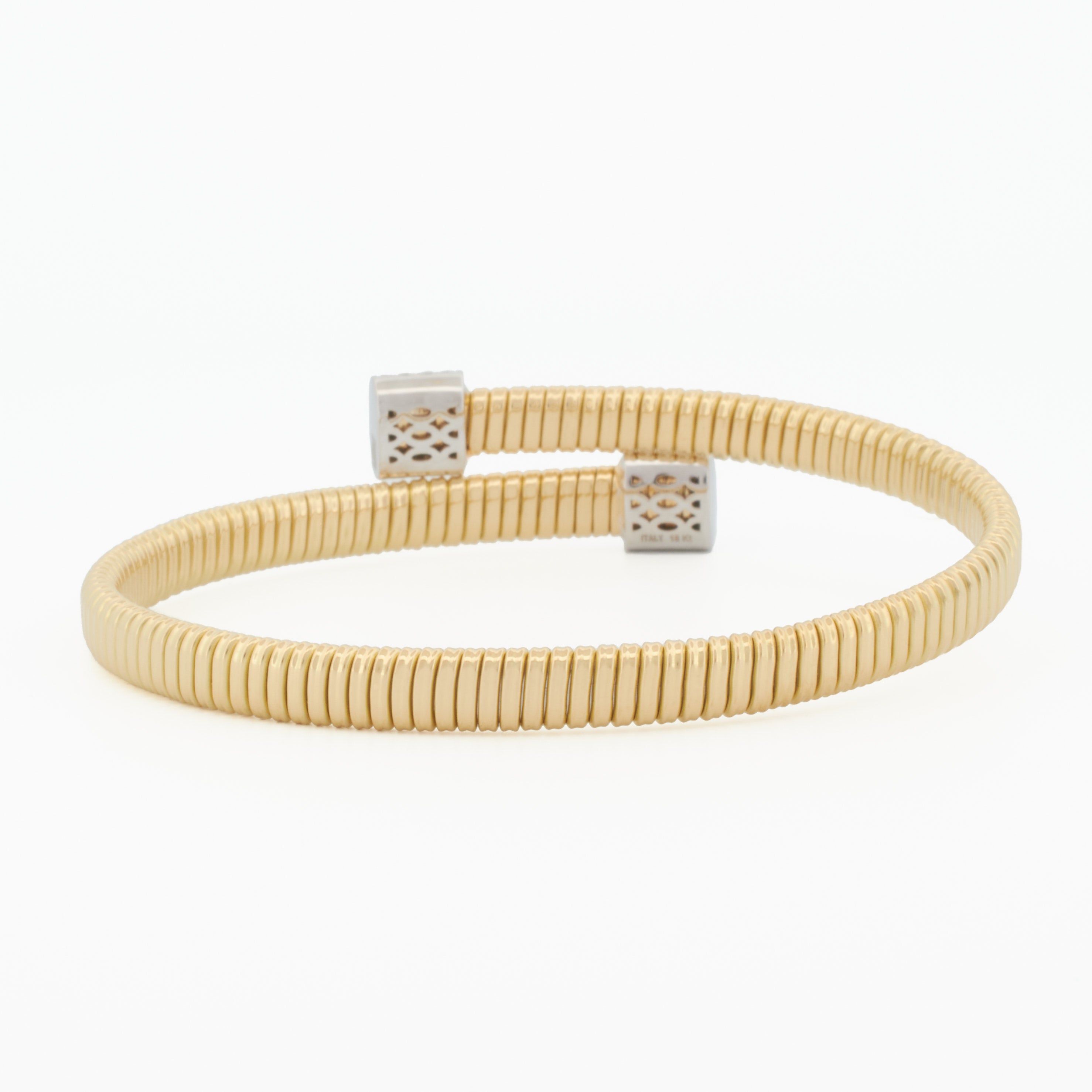 Tubogas Bypass Bangle with Diamond Pavé Caps