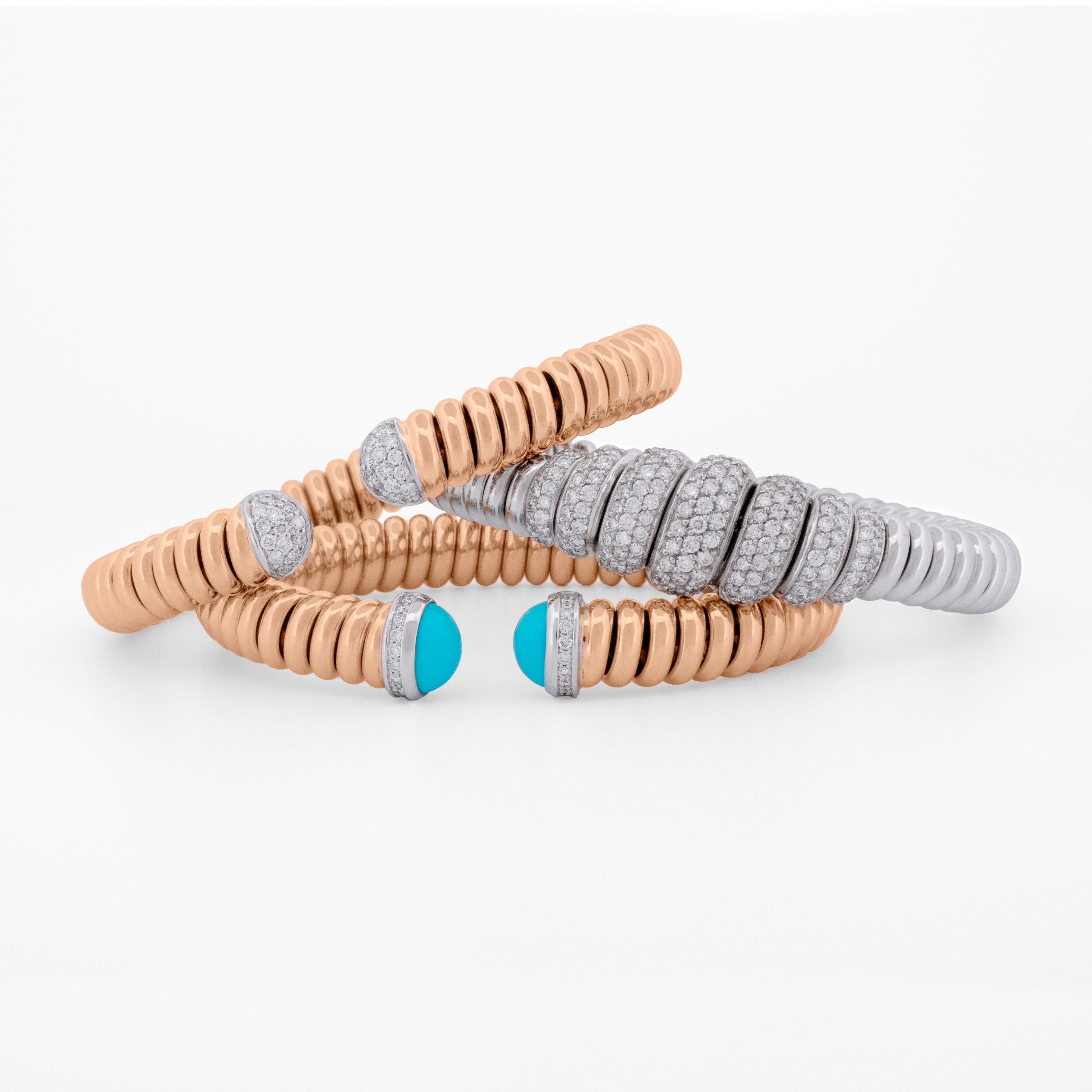 Bold Coil Bangle with Diamond Pavé Caps