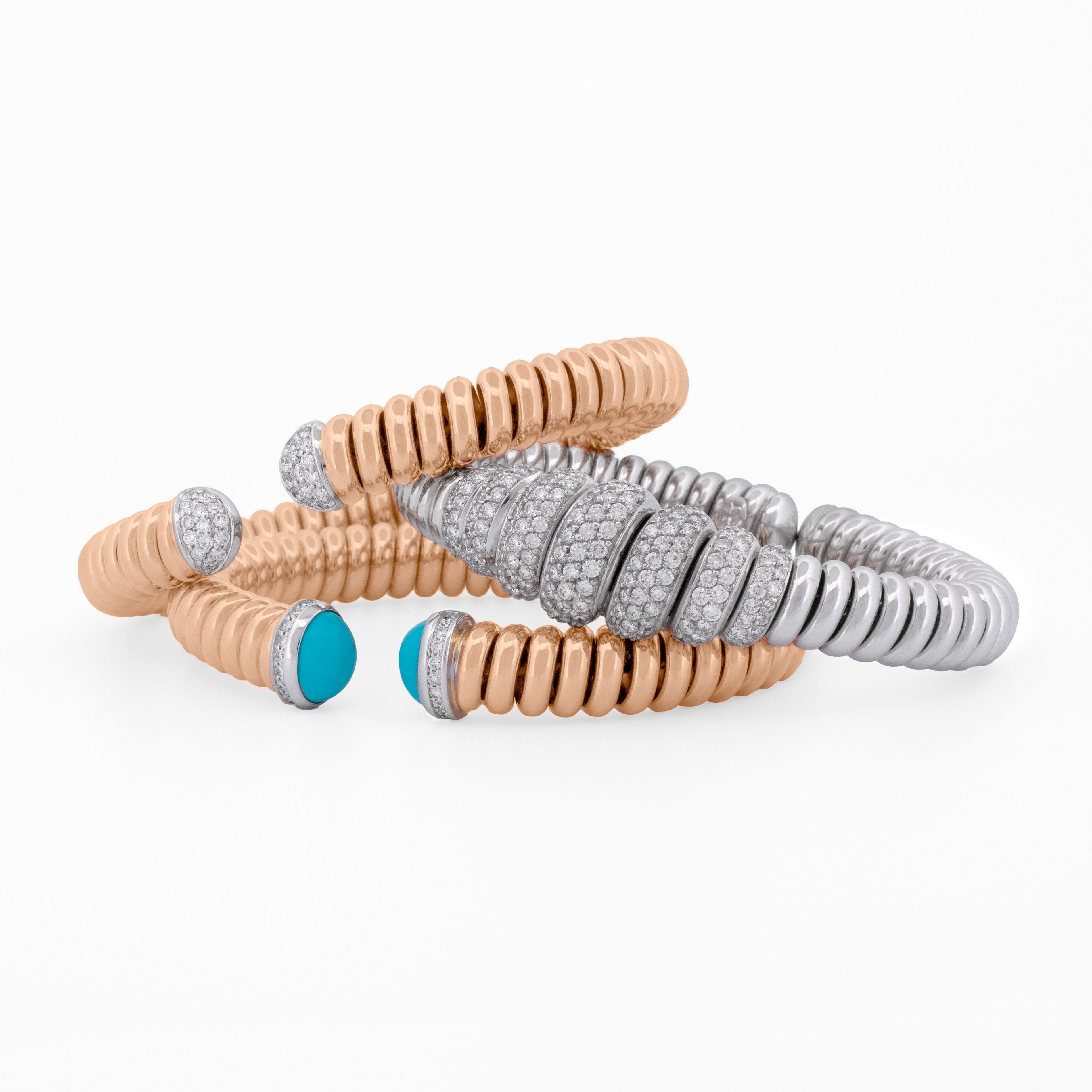 Bold Coil Bangle with Diamond Pavé Caps