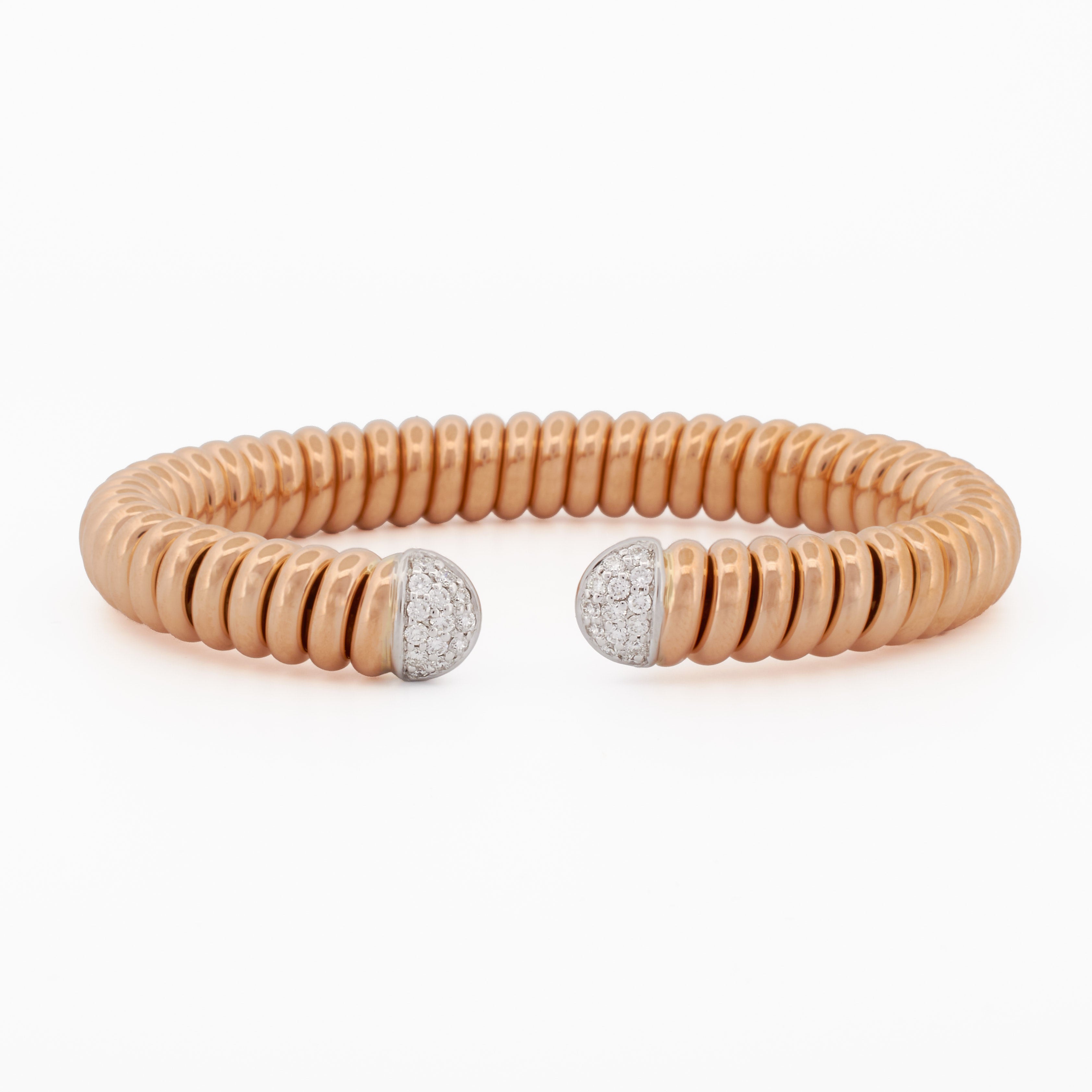 Bold Coil Bangle with Diamond Pavé Caps