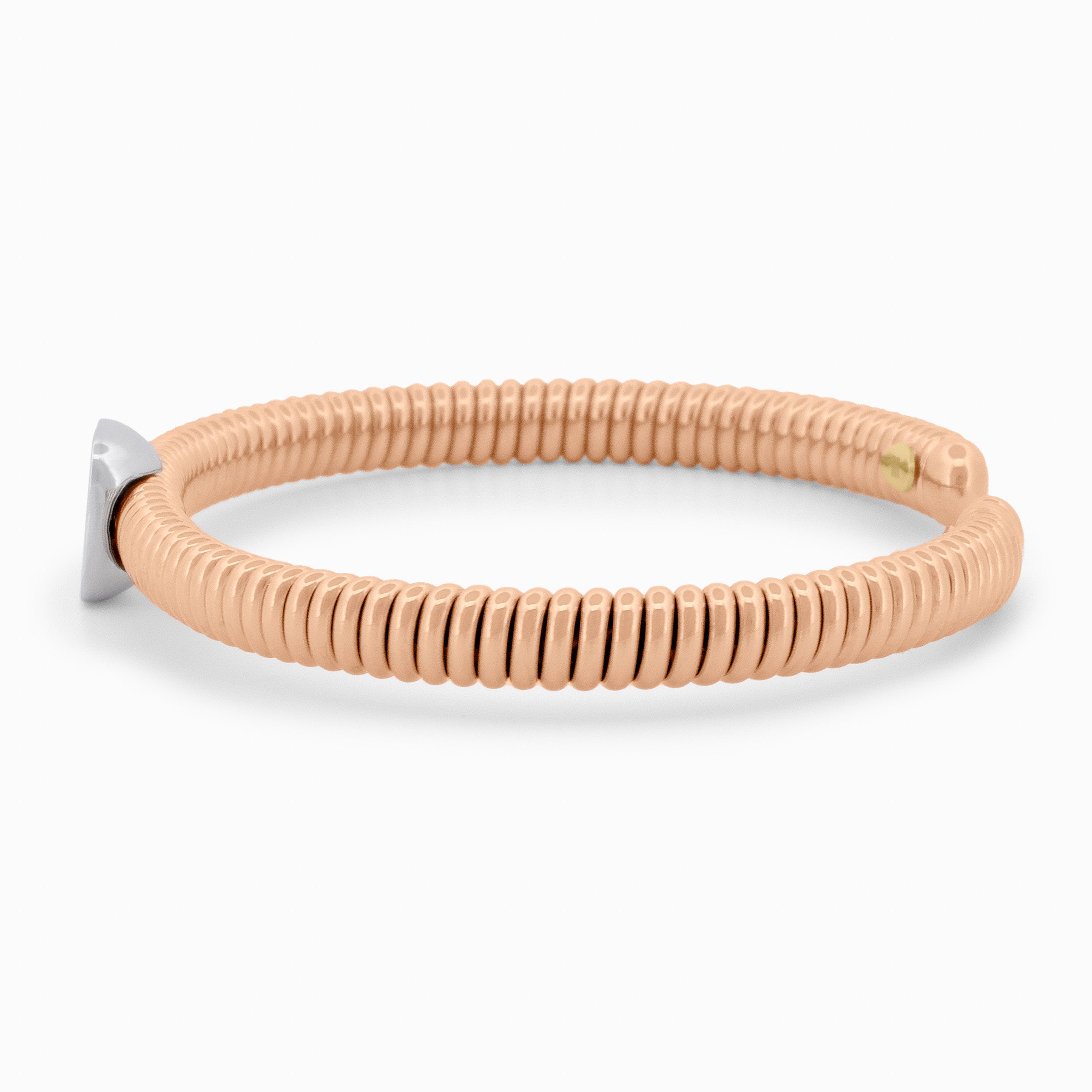 Gold Coil Bangle with Pavé Diamond Square