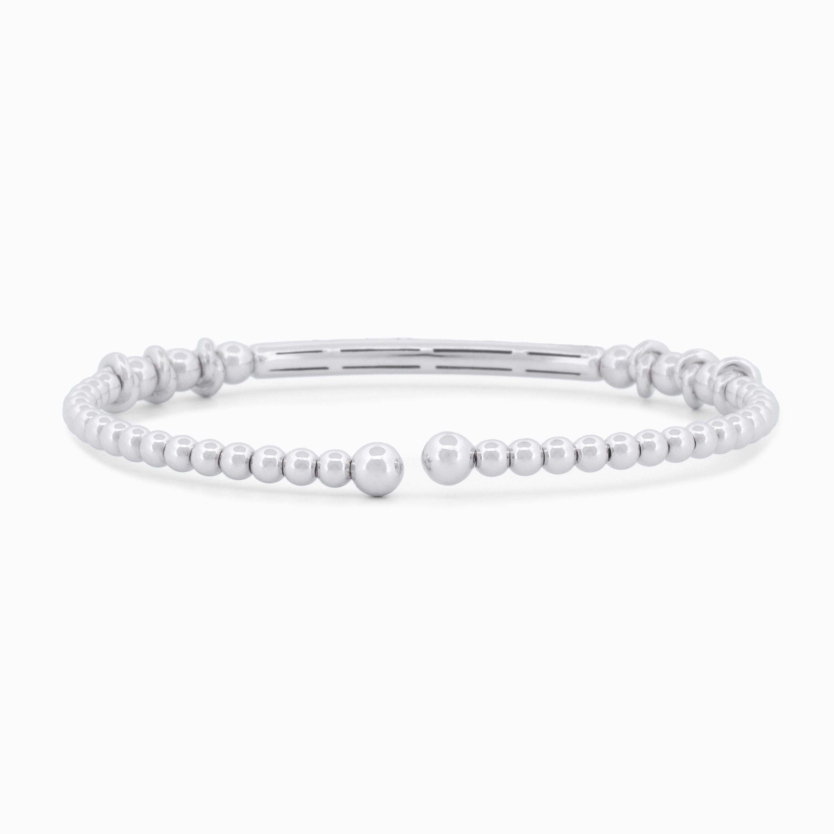 Flexible Gold Beaded Bangle with Pavé Diamond