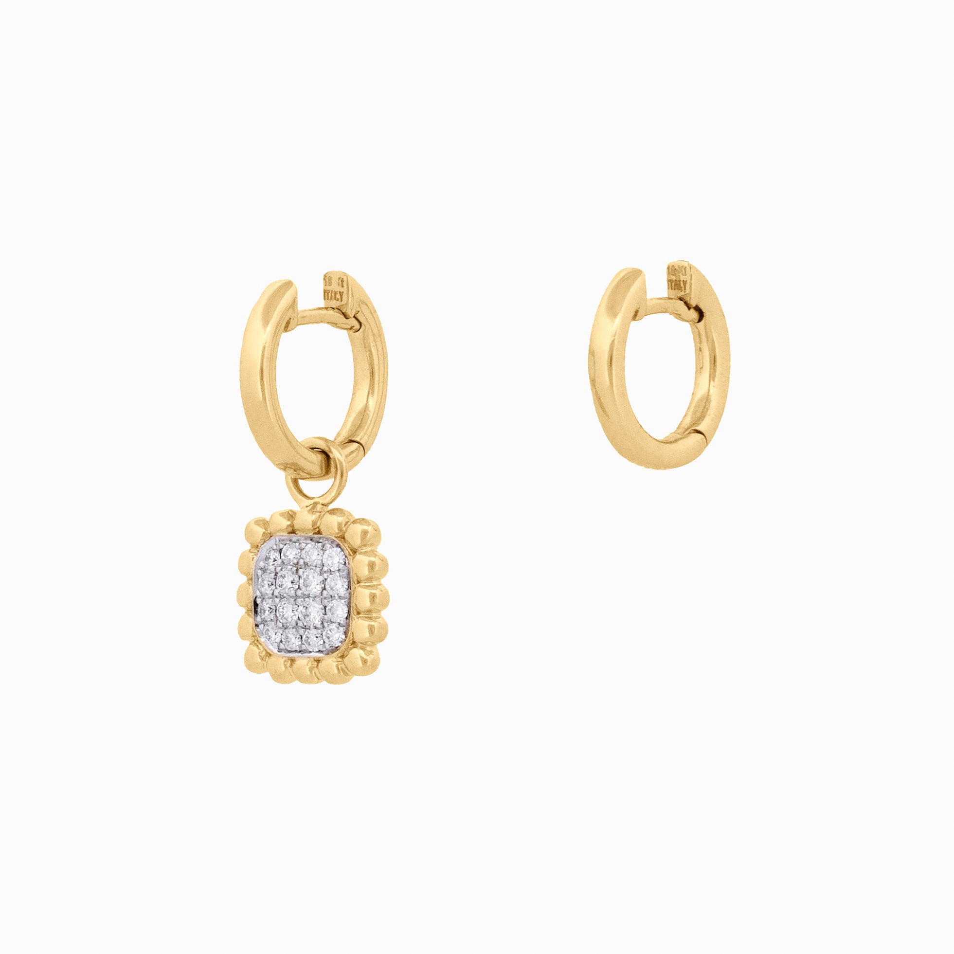 Gold Hoop Earrings with Removable Diamond Pavé Drops