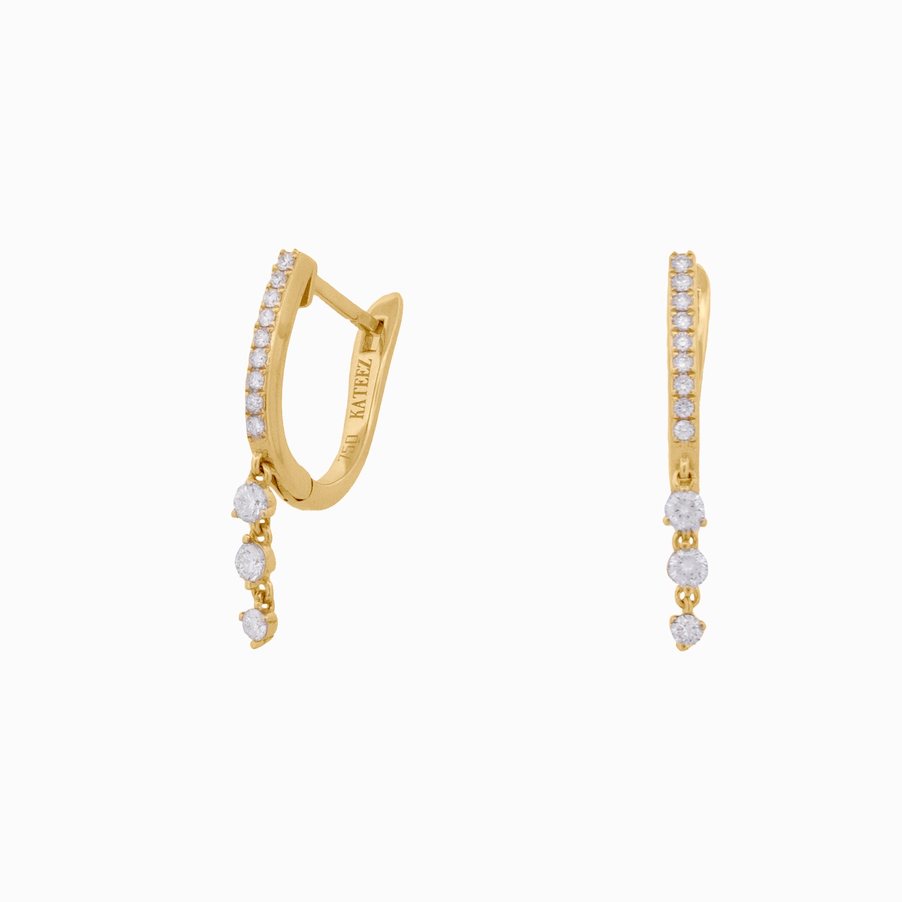 Diamond Hoop Earrings with Dangling Accents