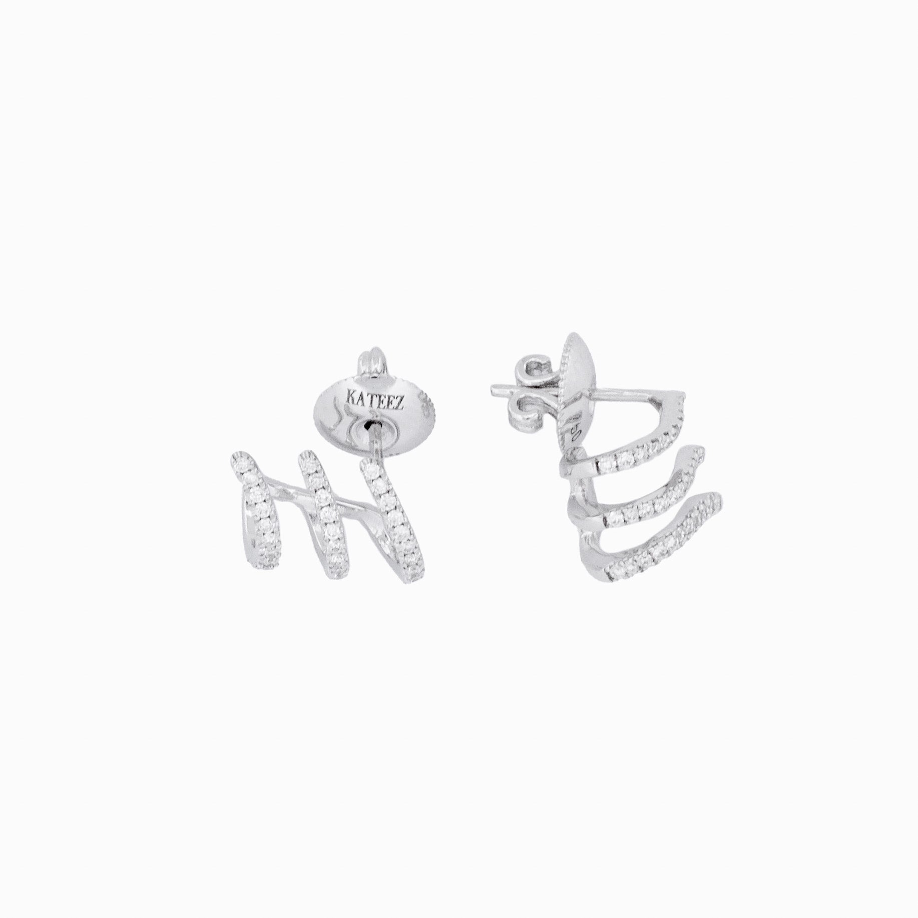 Three Row Diamond Bar Earrings