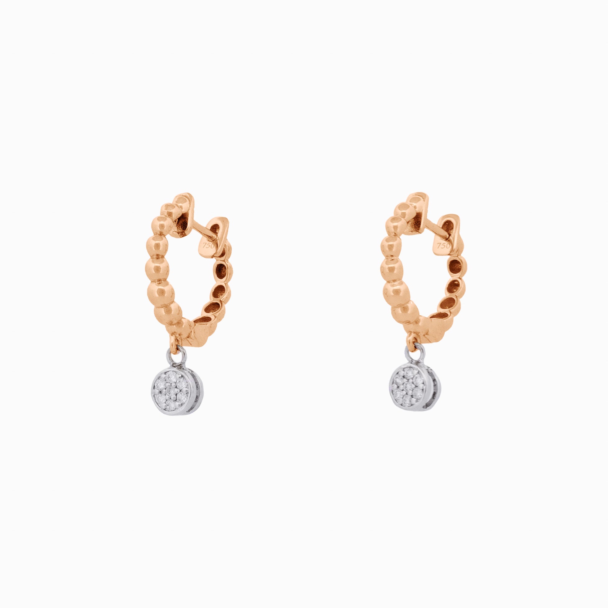 Beaded Huggies with Round Pavé Drops