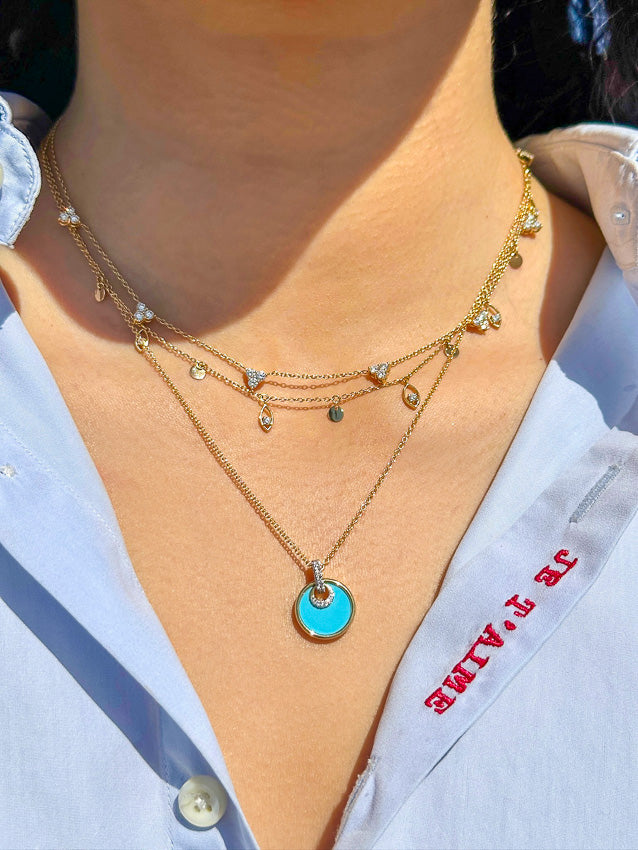 Necklace with Turquoise Pendant and Diamond Accents