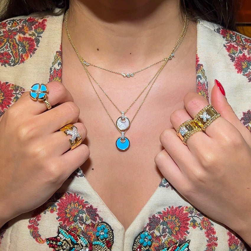 Necklace with Mother-of-Pearl Pendant and Diamond Accents