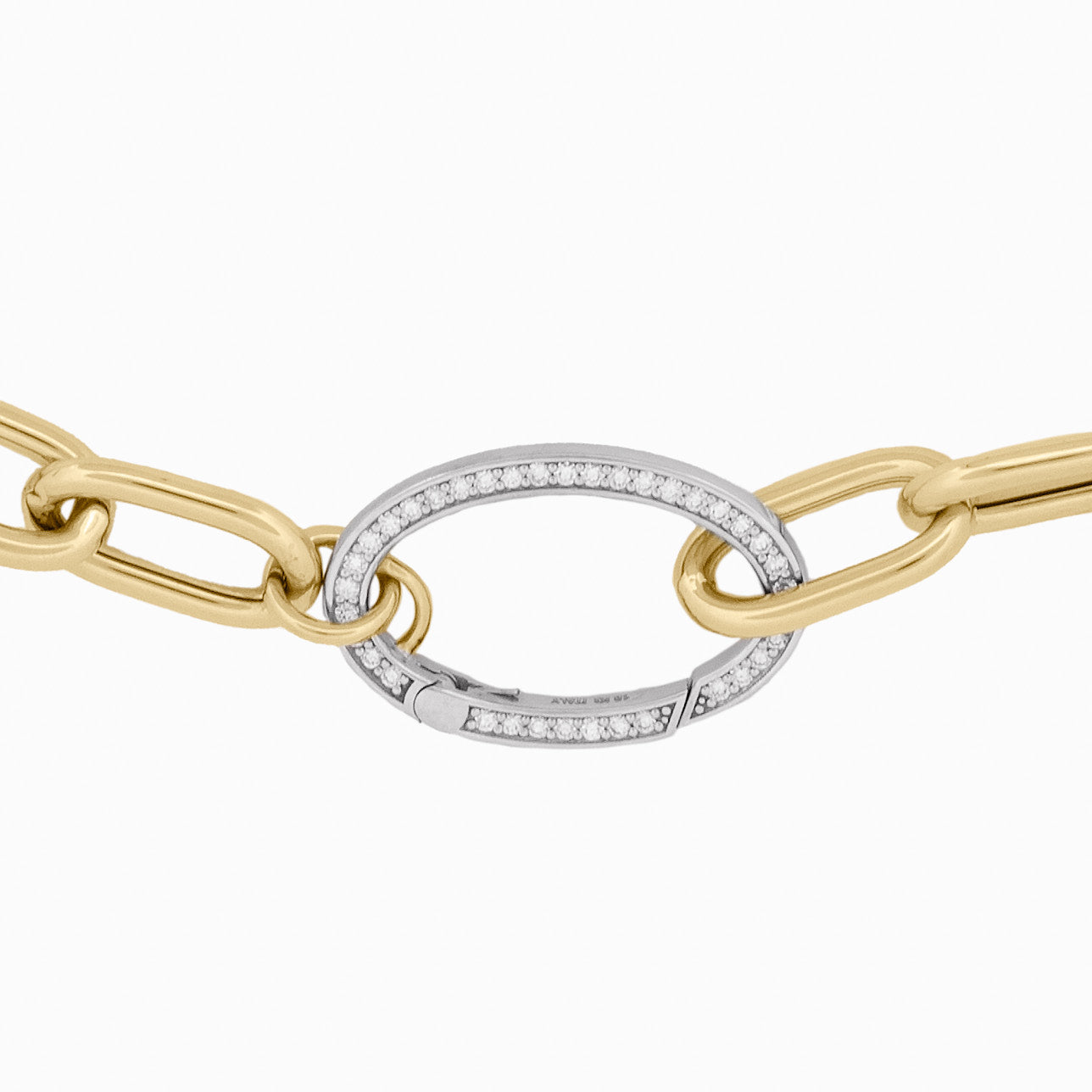 Oval-Shaped Link Chain with Openable Diamond Lock