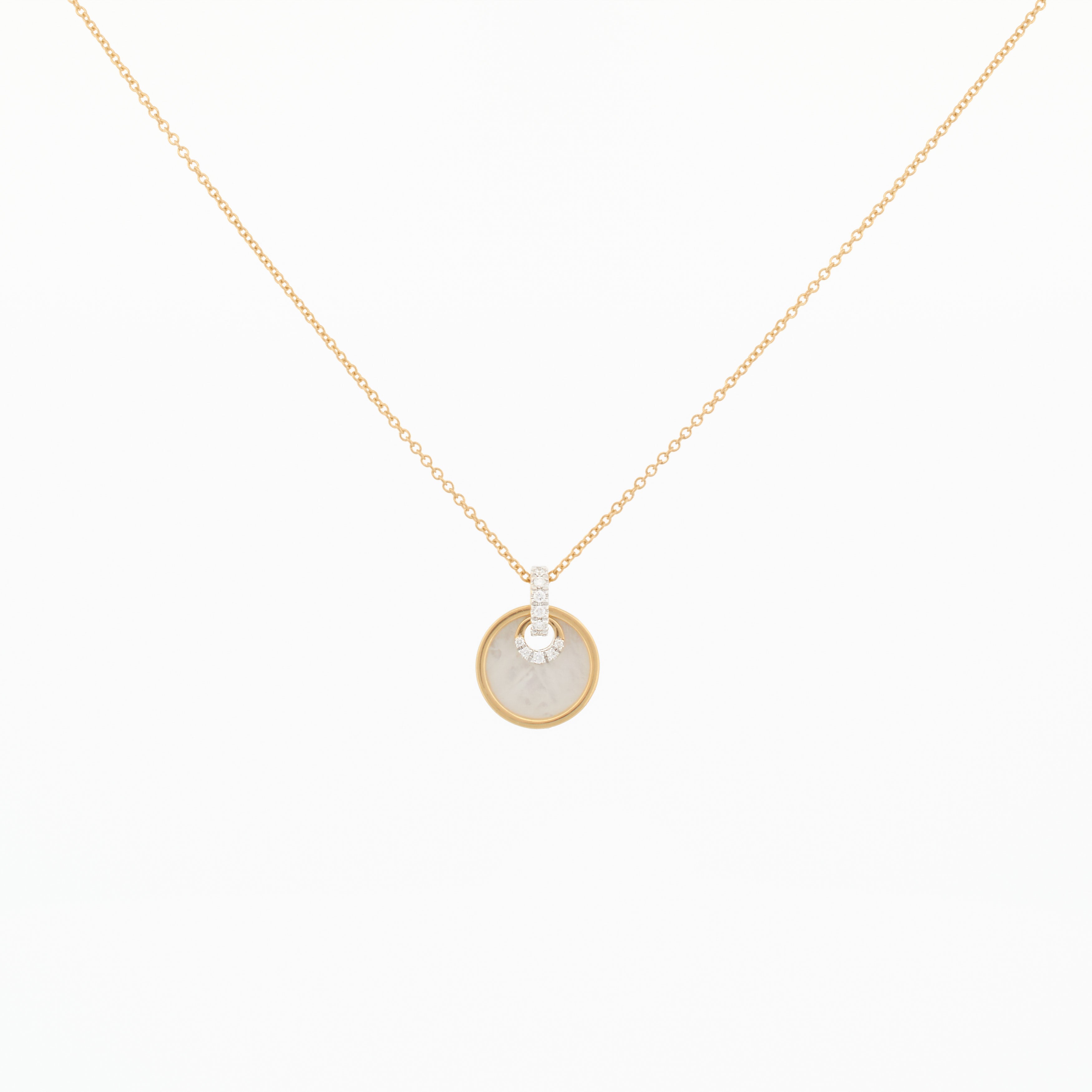 Necklace with Mother-of-Pearl Pendant and Diamond Accents