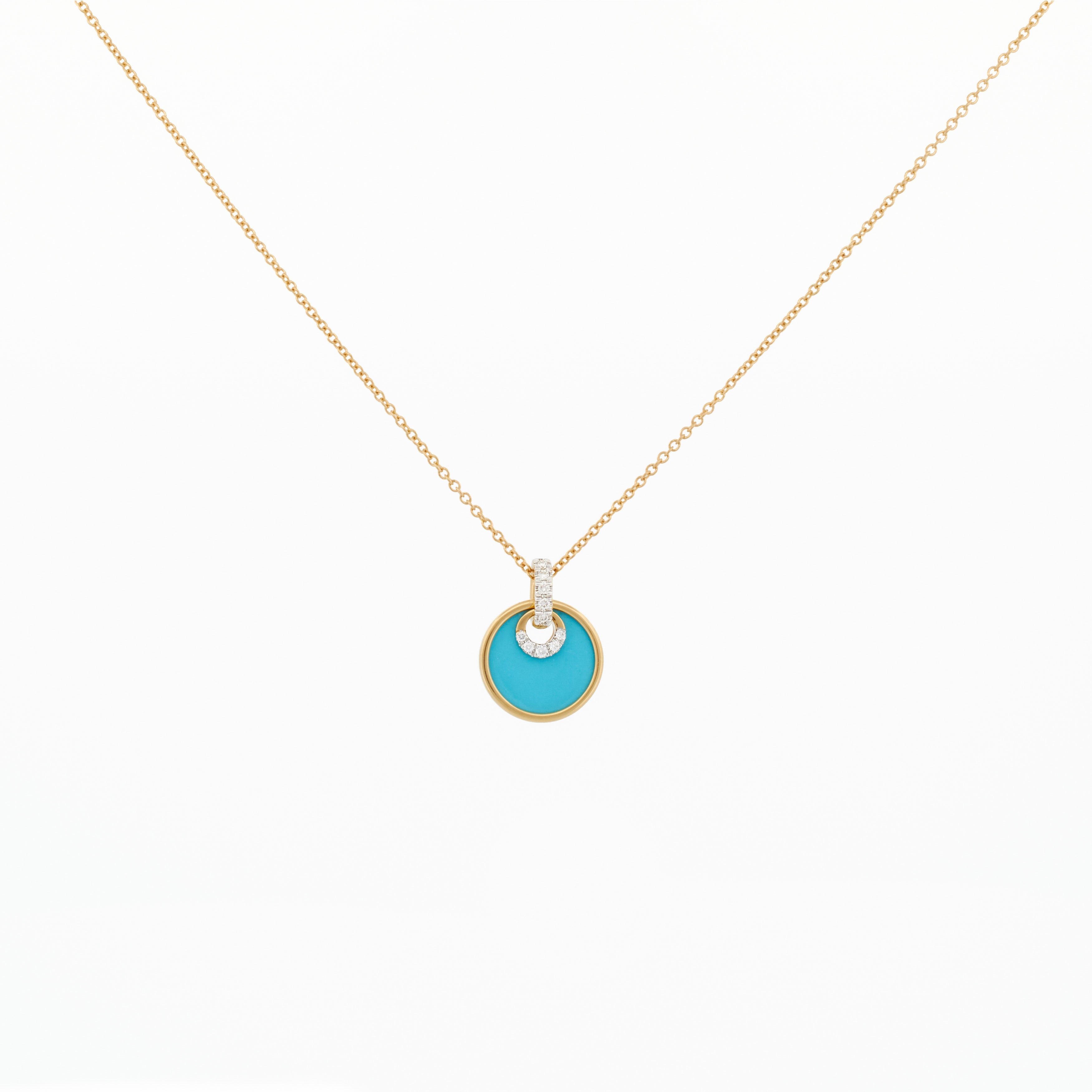 Necklace with Turquoise Pendant and Diamond Accents