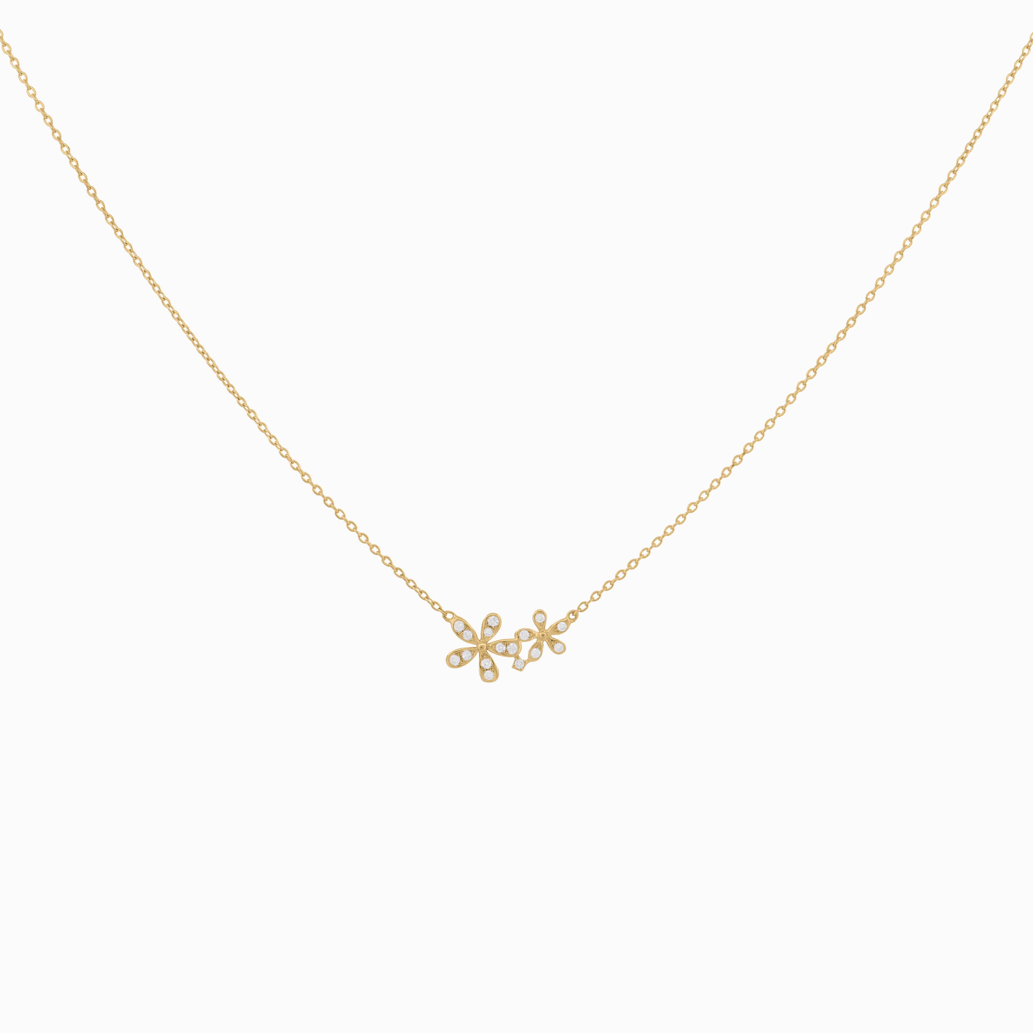 Delicate Twin Flower Necklace