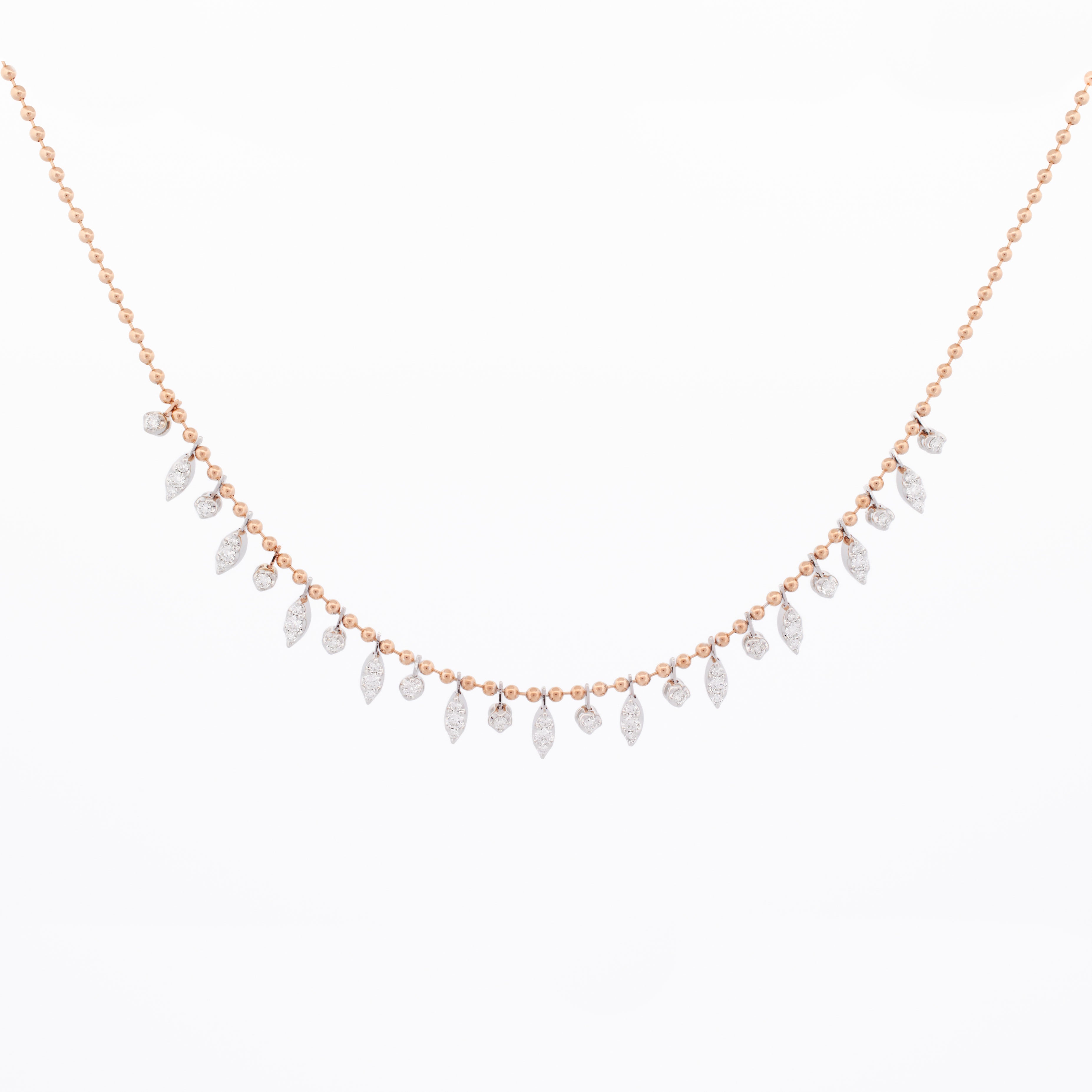 Marquise Pavé Diamond Ball Chain Drop Necklace