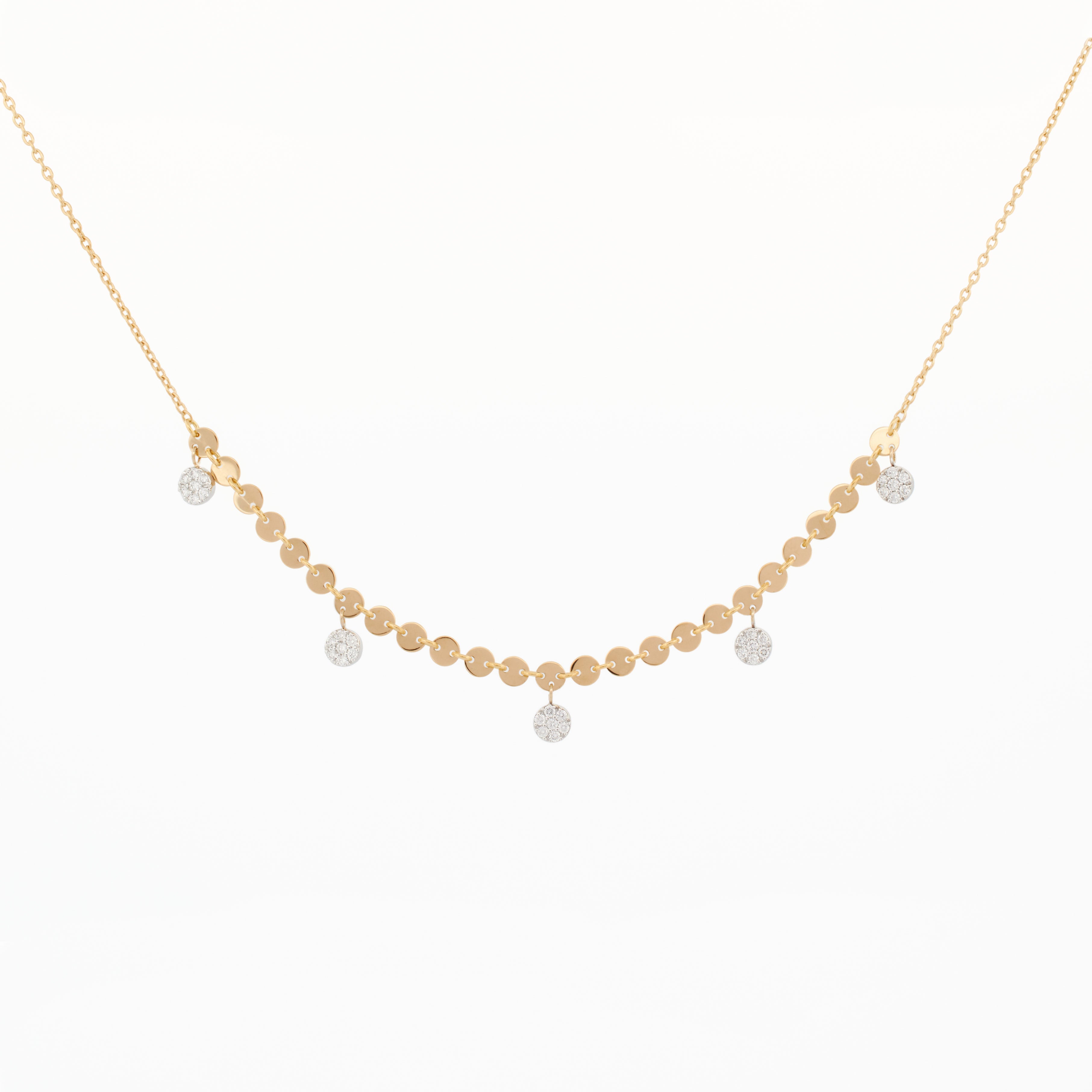Luxe Sequin Disc Chain Necklace with Round Pavé Drops