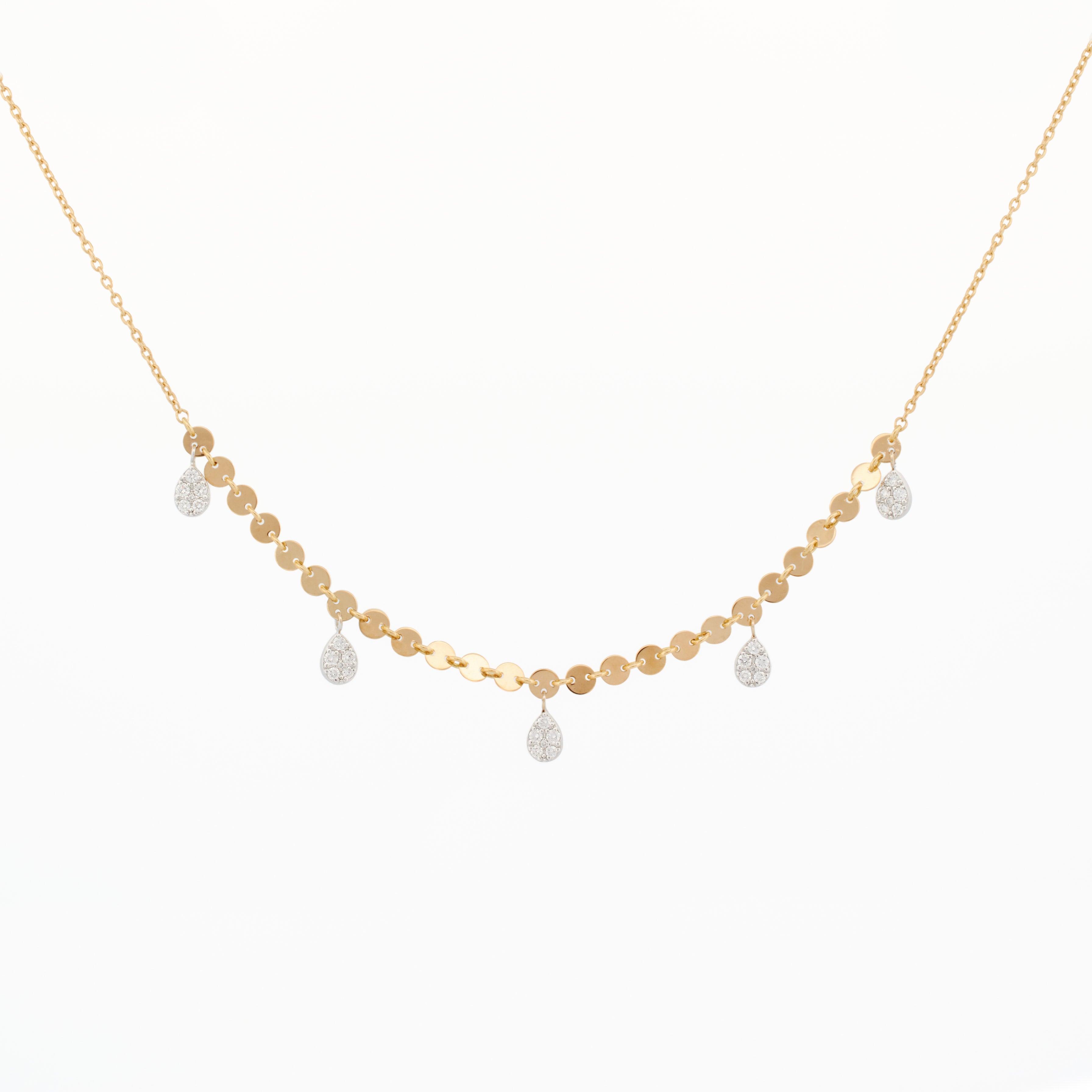 Luxe Sequin Disc Chain Necklace with Pear Pavé Drops