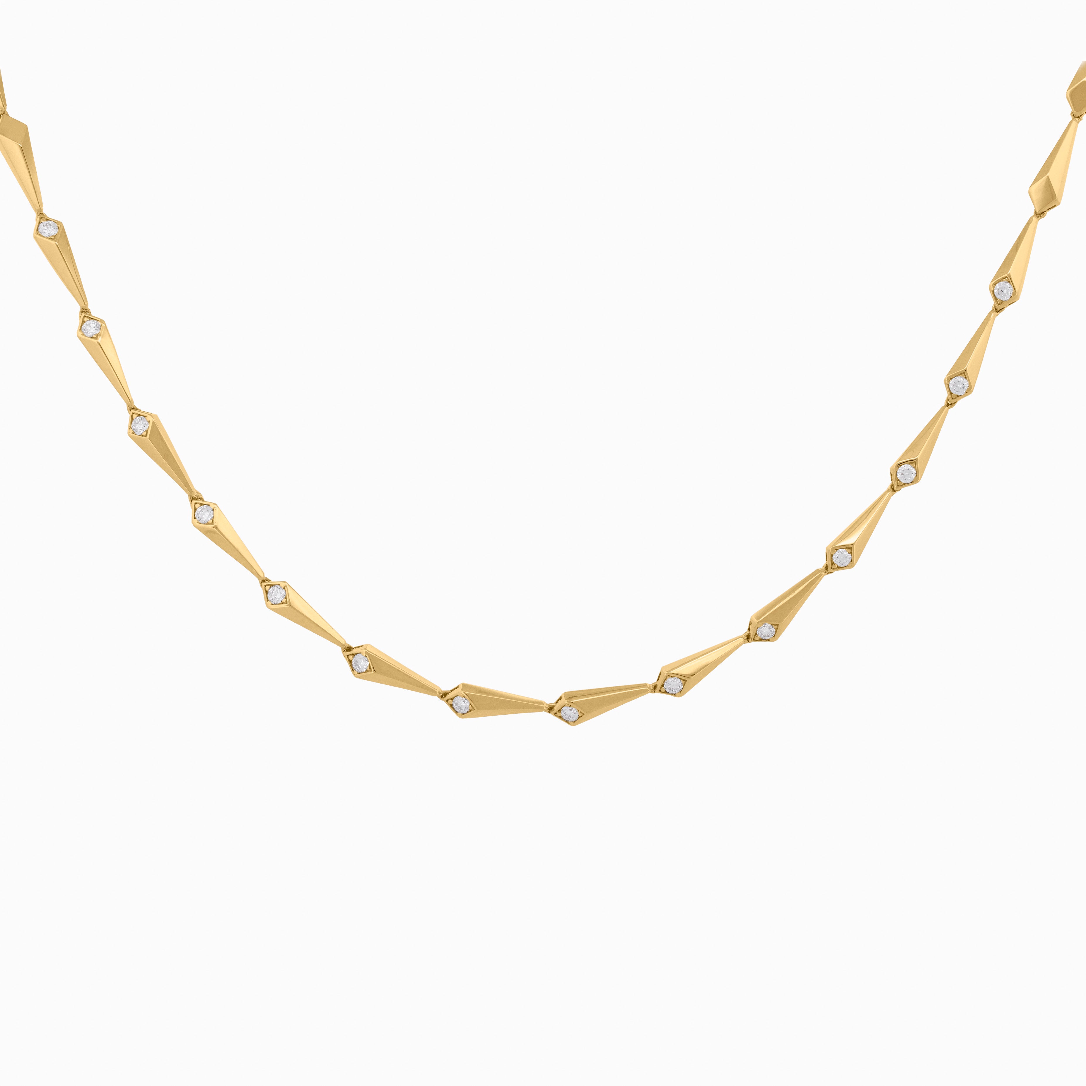 Cone-Shaped Link Necklace with Diamond Accents