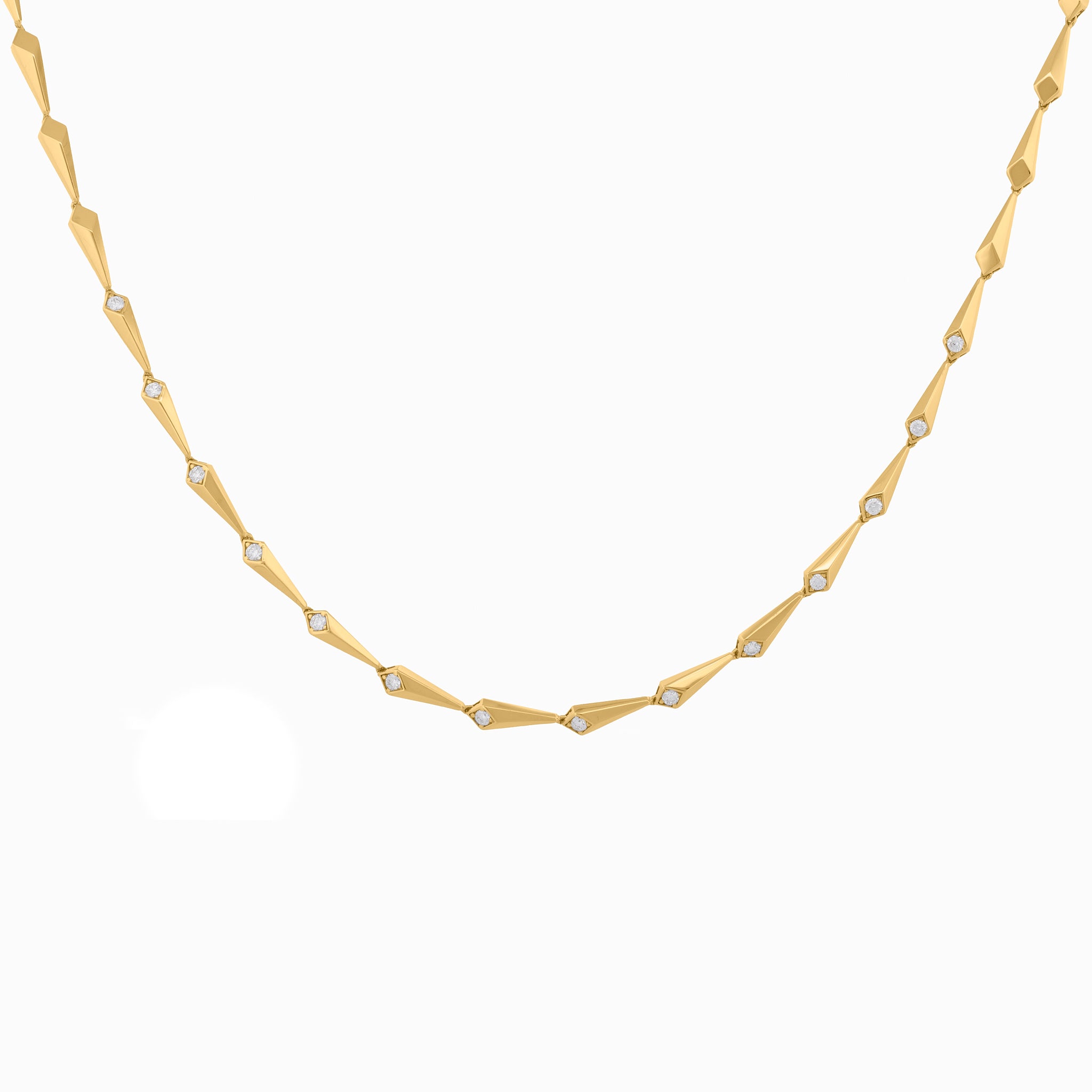 Cone-Shaped Link Necklace with Diamond Accents