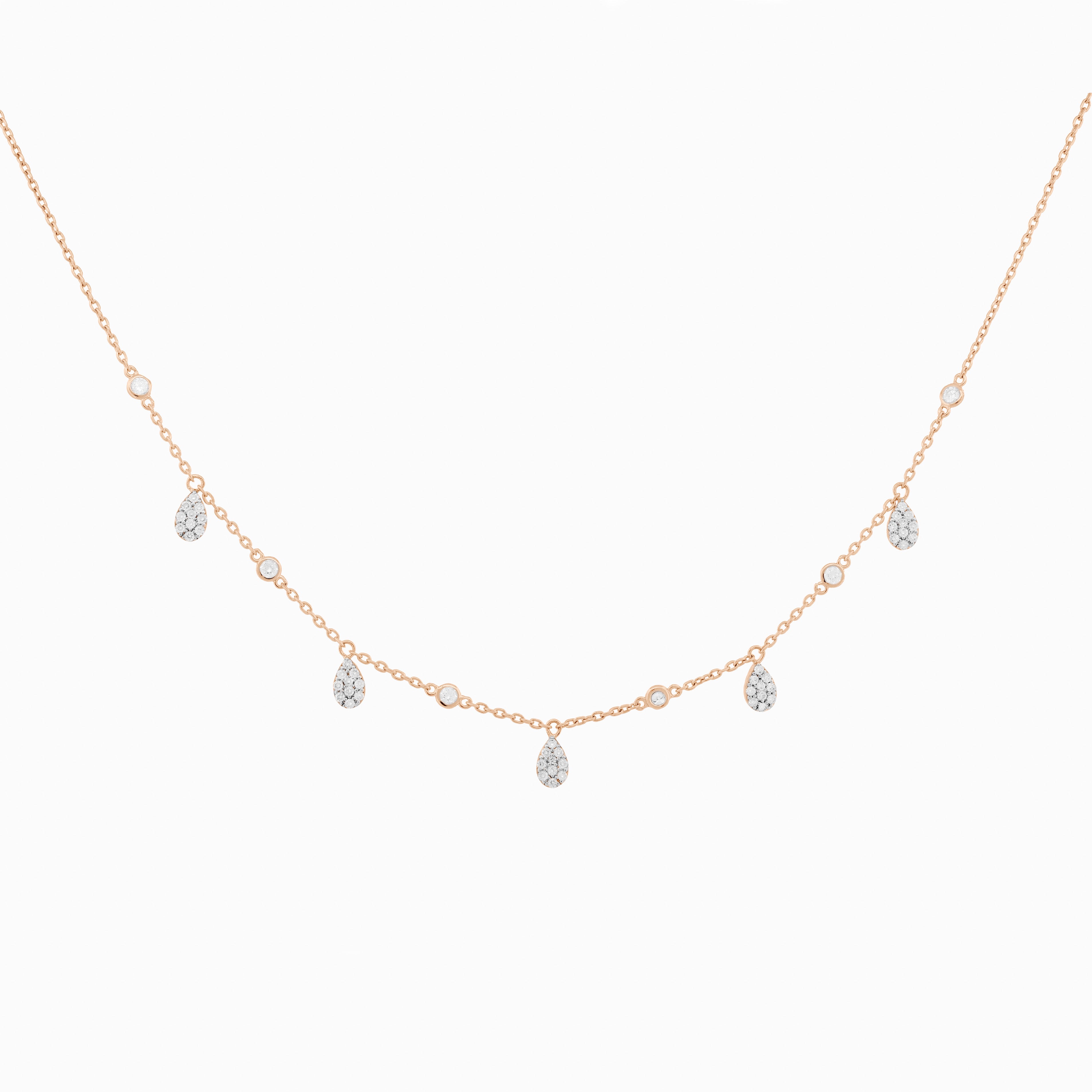 Chain Necklace with Pear-shaped Pavé Diamond Drop
