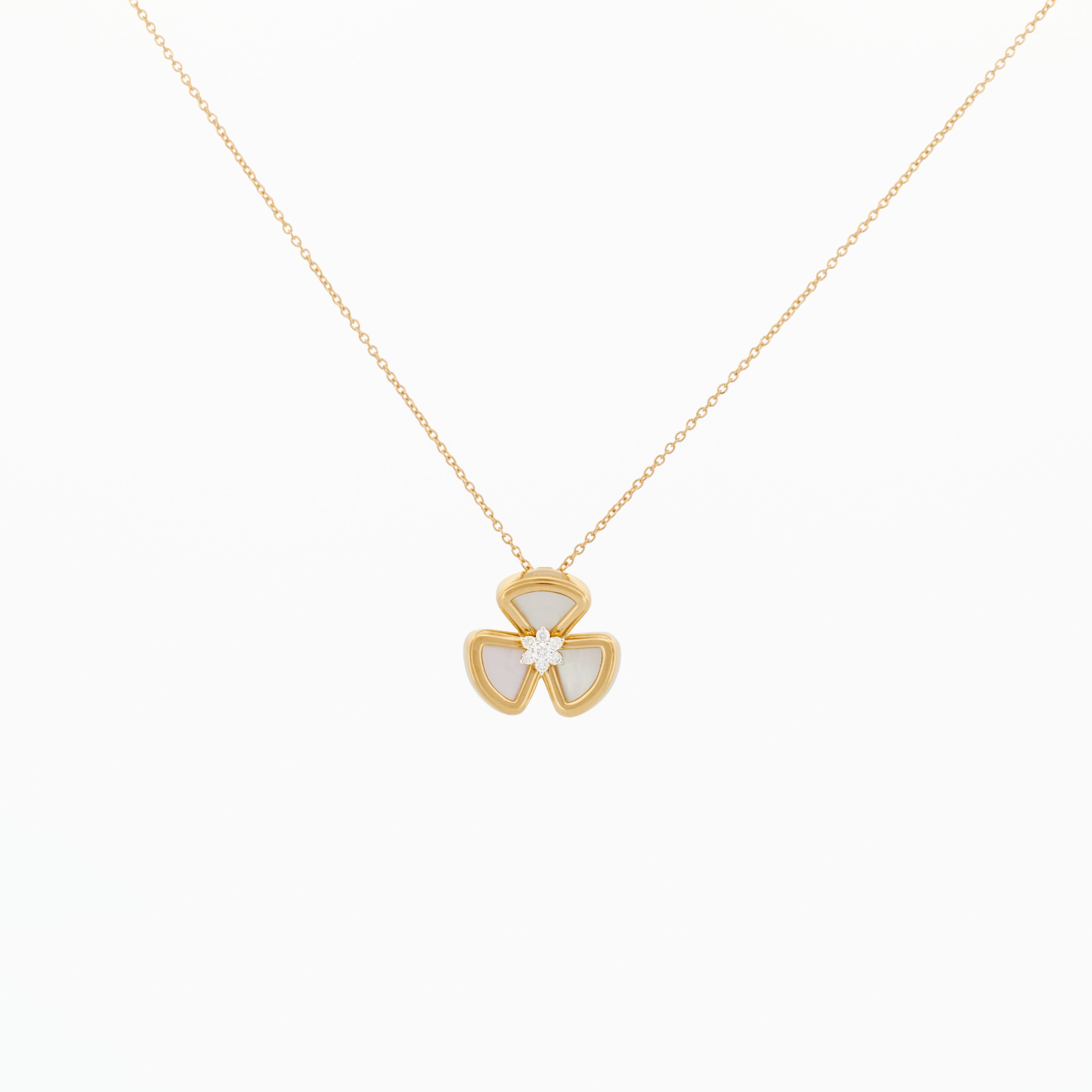 Pendant with Mother-of-Pearl Flower and Diamond Center