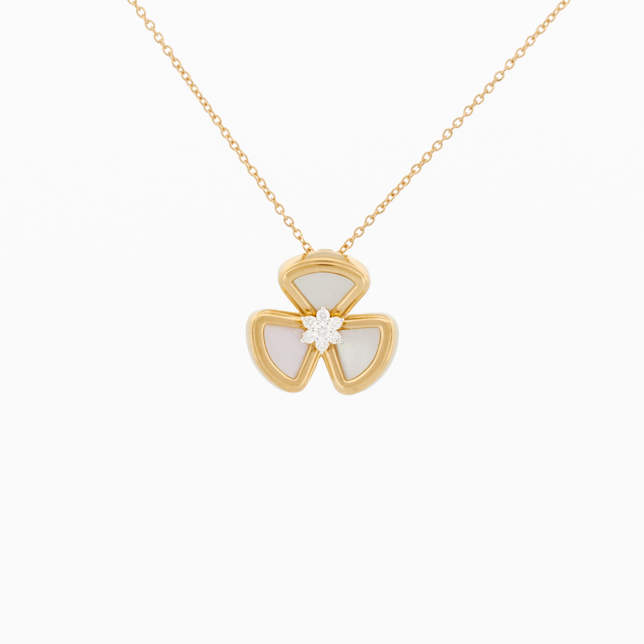 Pendant with Mother-of-Pearl Flower and Diamond Center