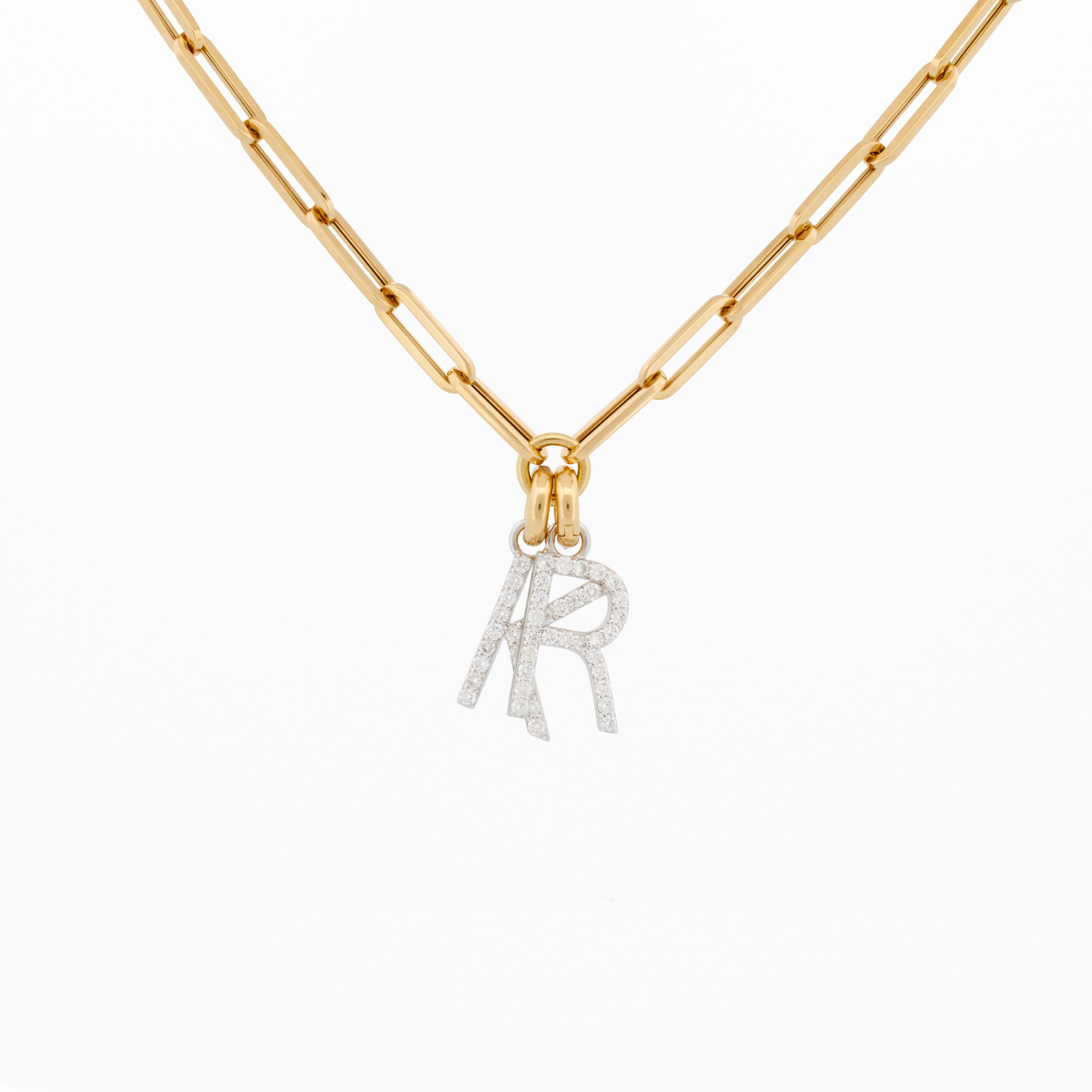 Link Chain Necklace with "K" Diamond Pendant