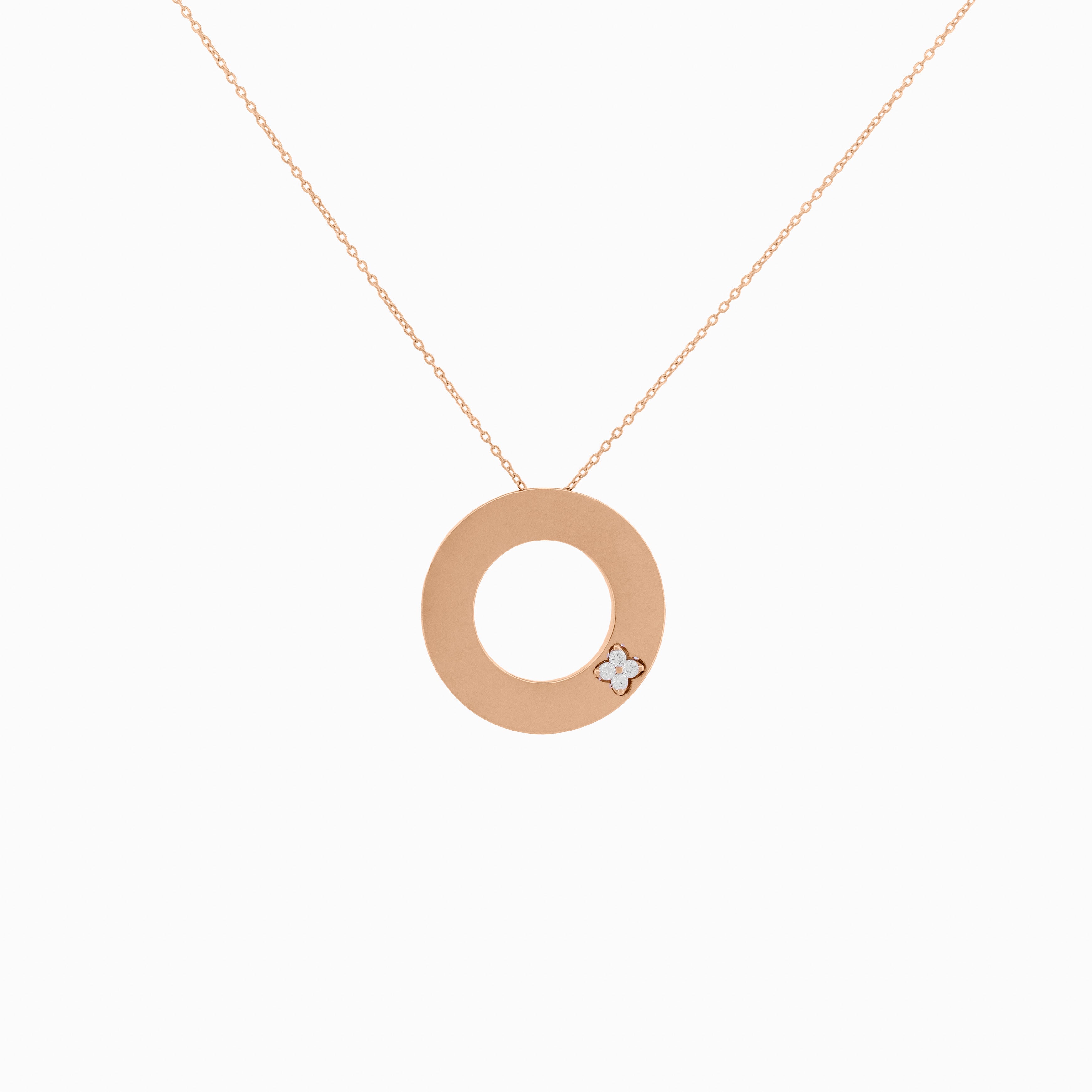 Smooth Gold Round Pendant with Diamond Accent