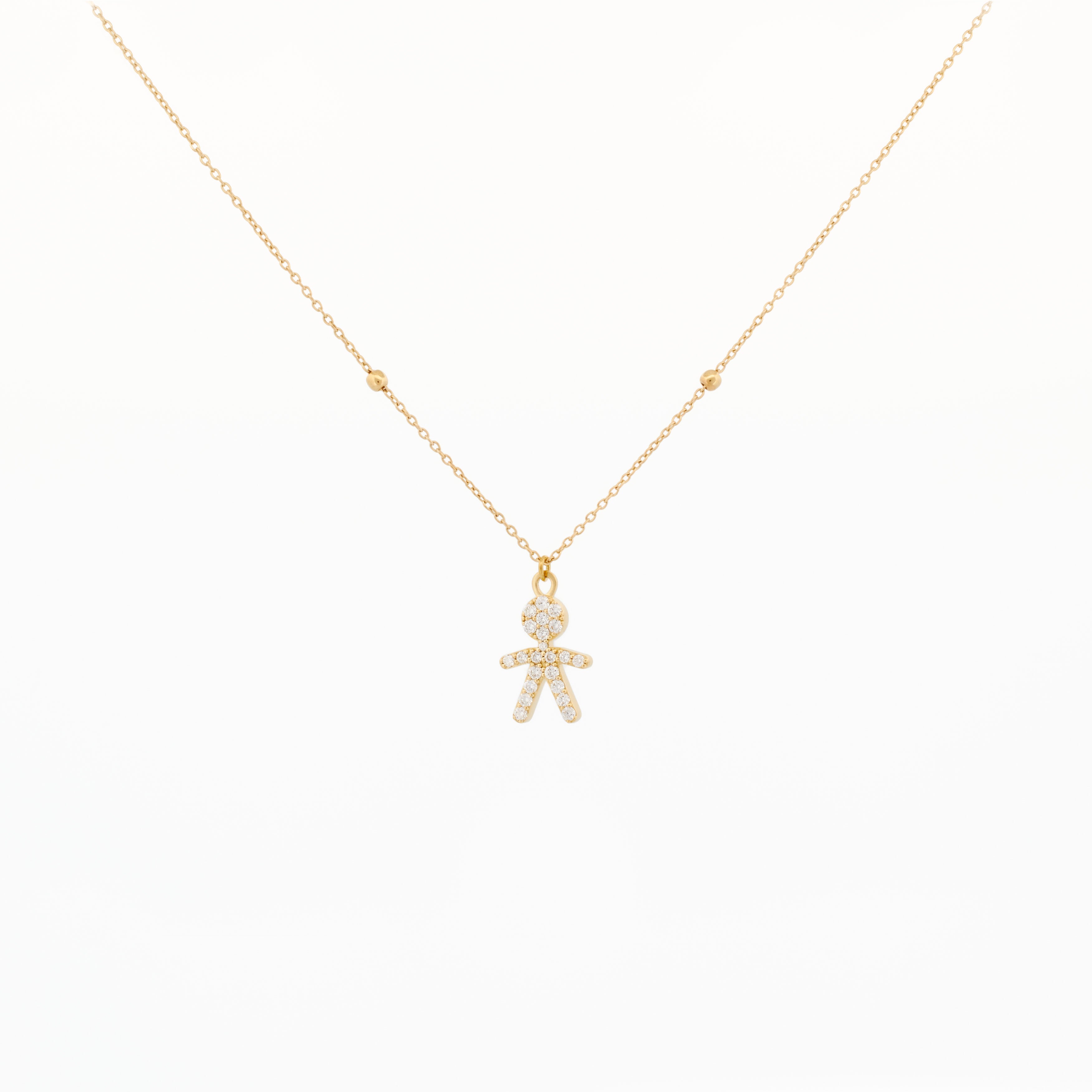 Diamond Pavé Boy Pendant with Chain