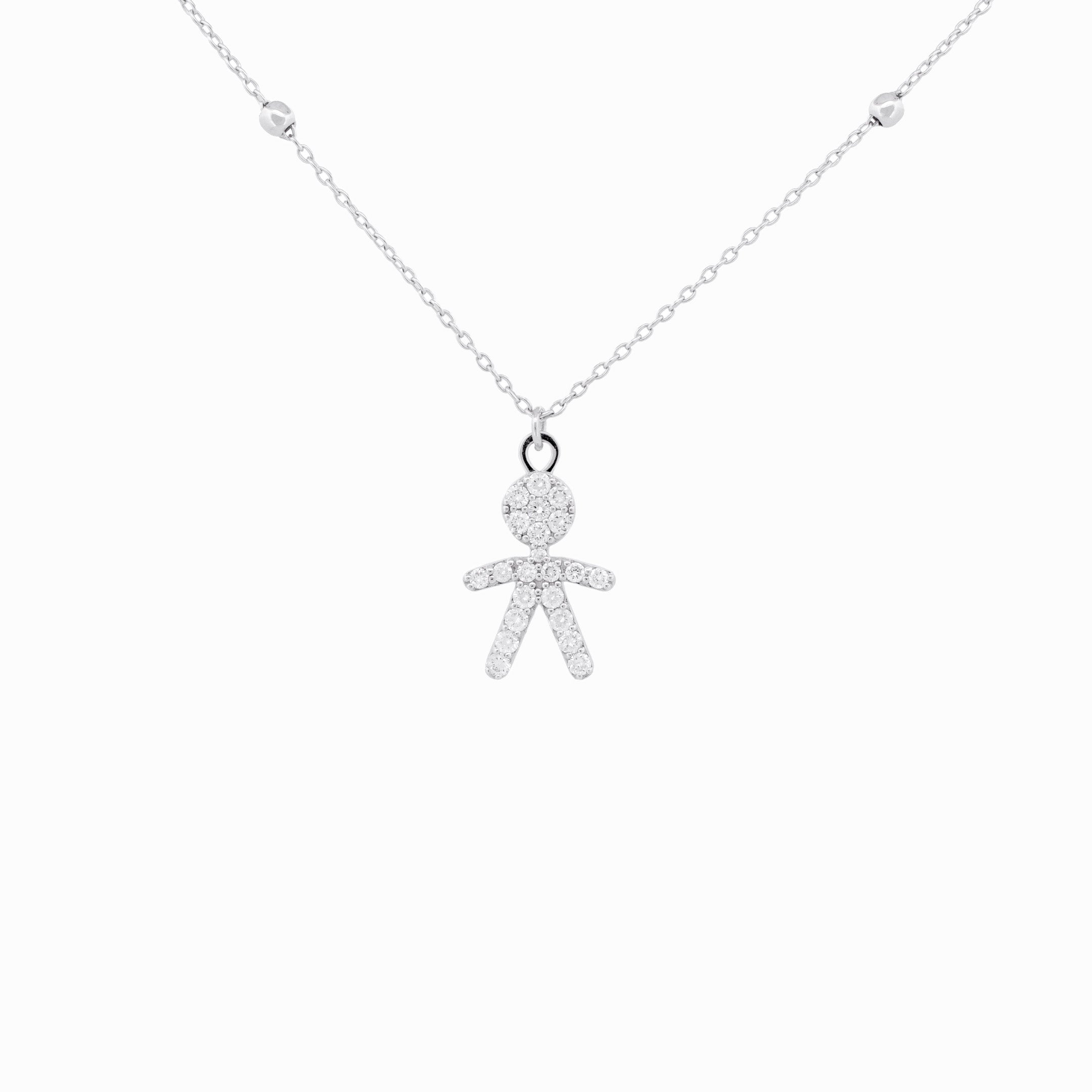 Diamond Pavé Boy Pendant with Chain