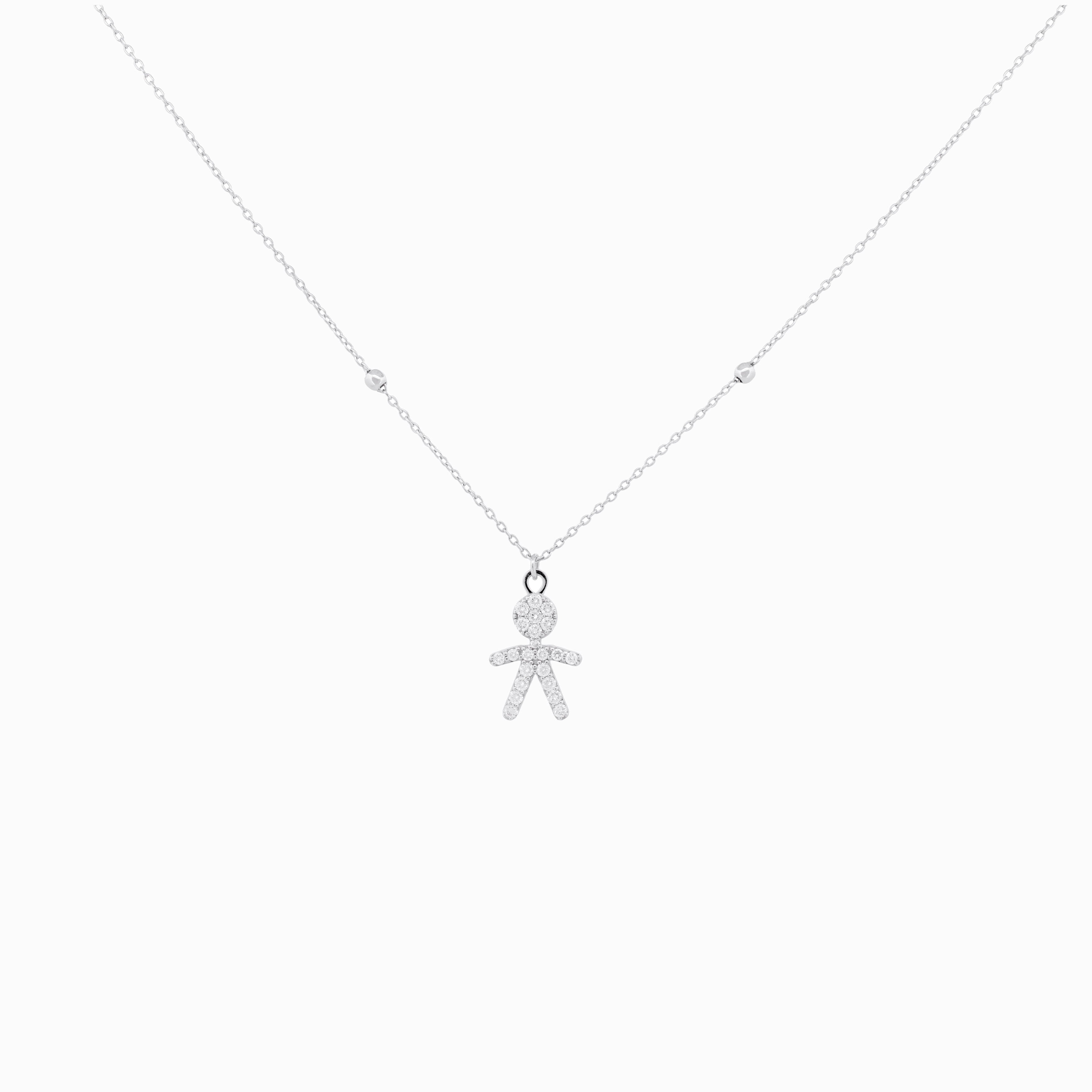 Diamond Pavé Boy Pendant with Chain