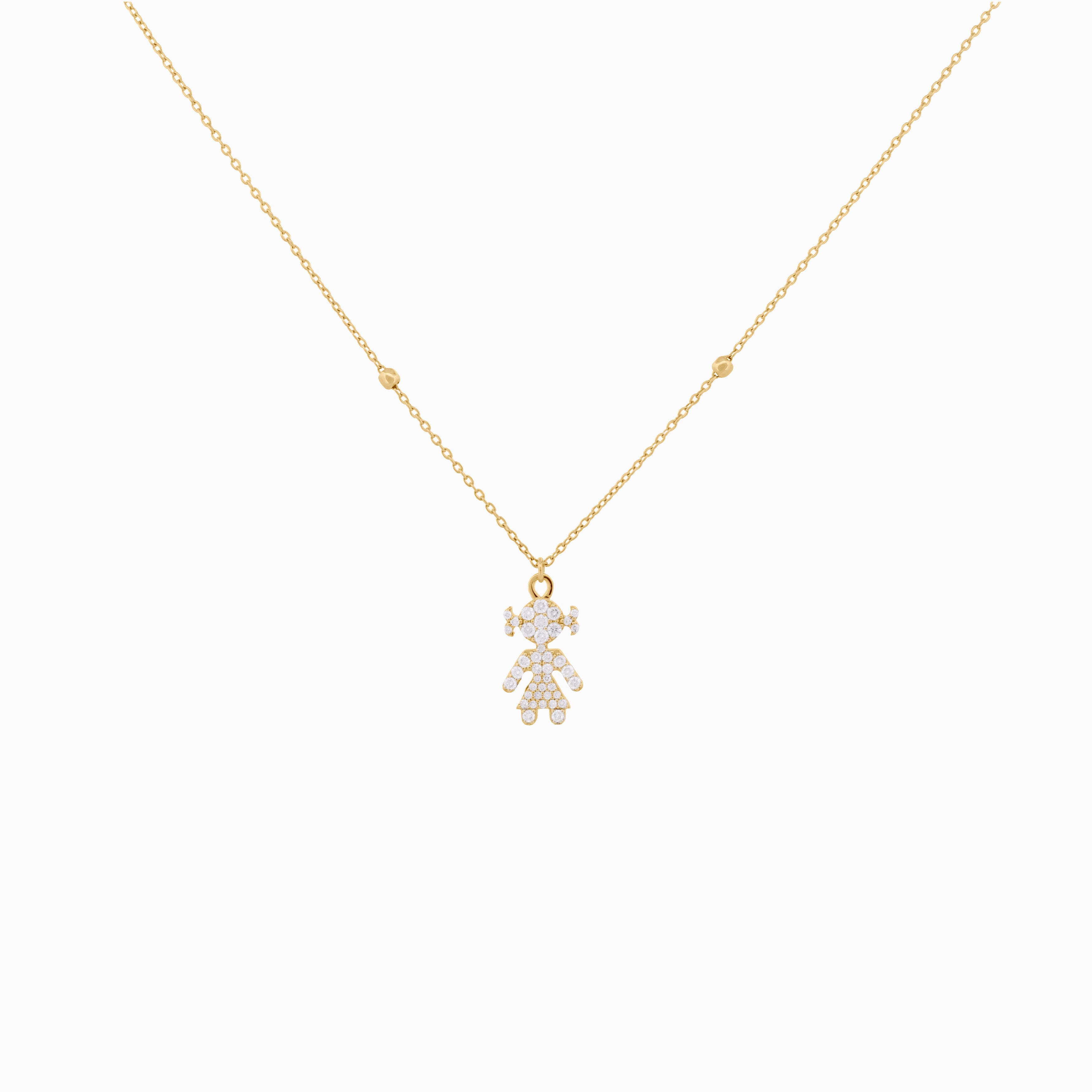 Diamond Pavé Girl Pendant with Chain