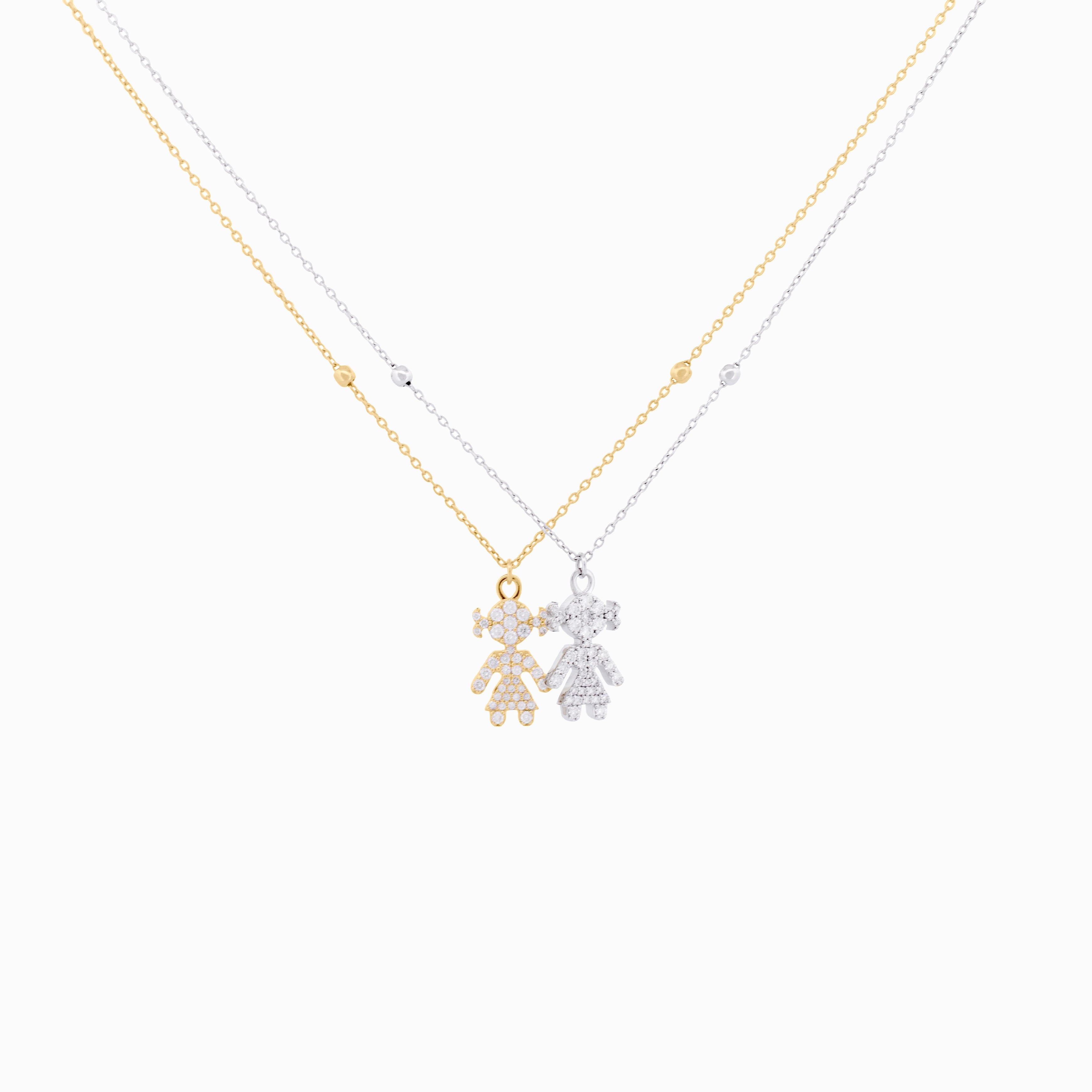 Diamond Pavé Girl Pendant with Chain