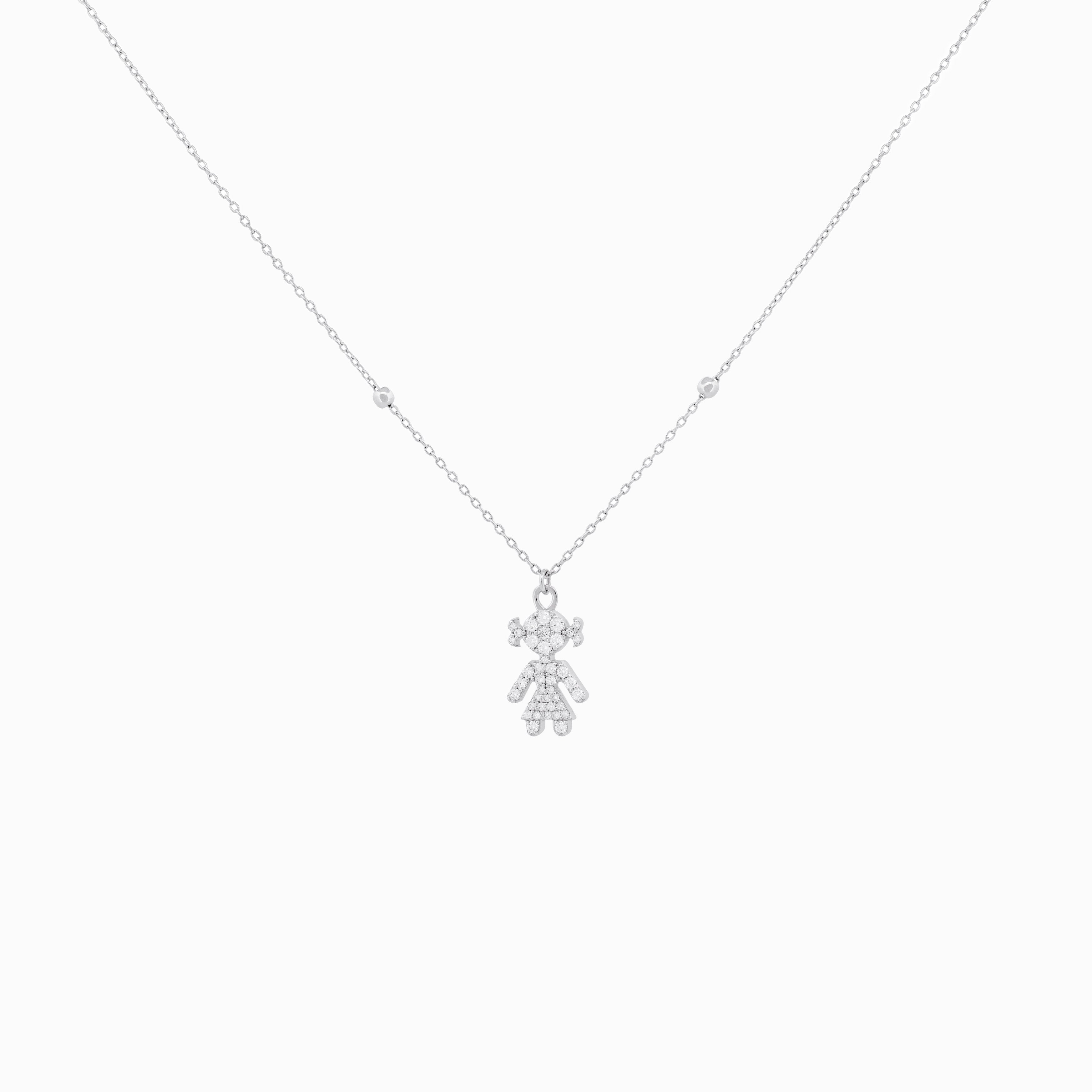 Diamond Pavé Girl Pendant with Chain