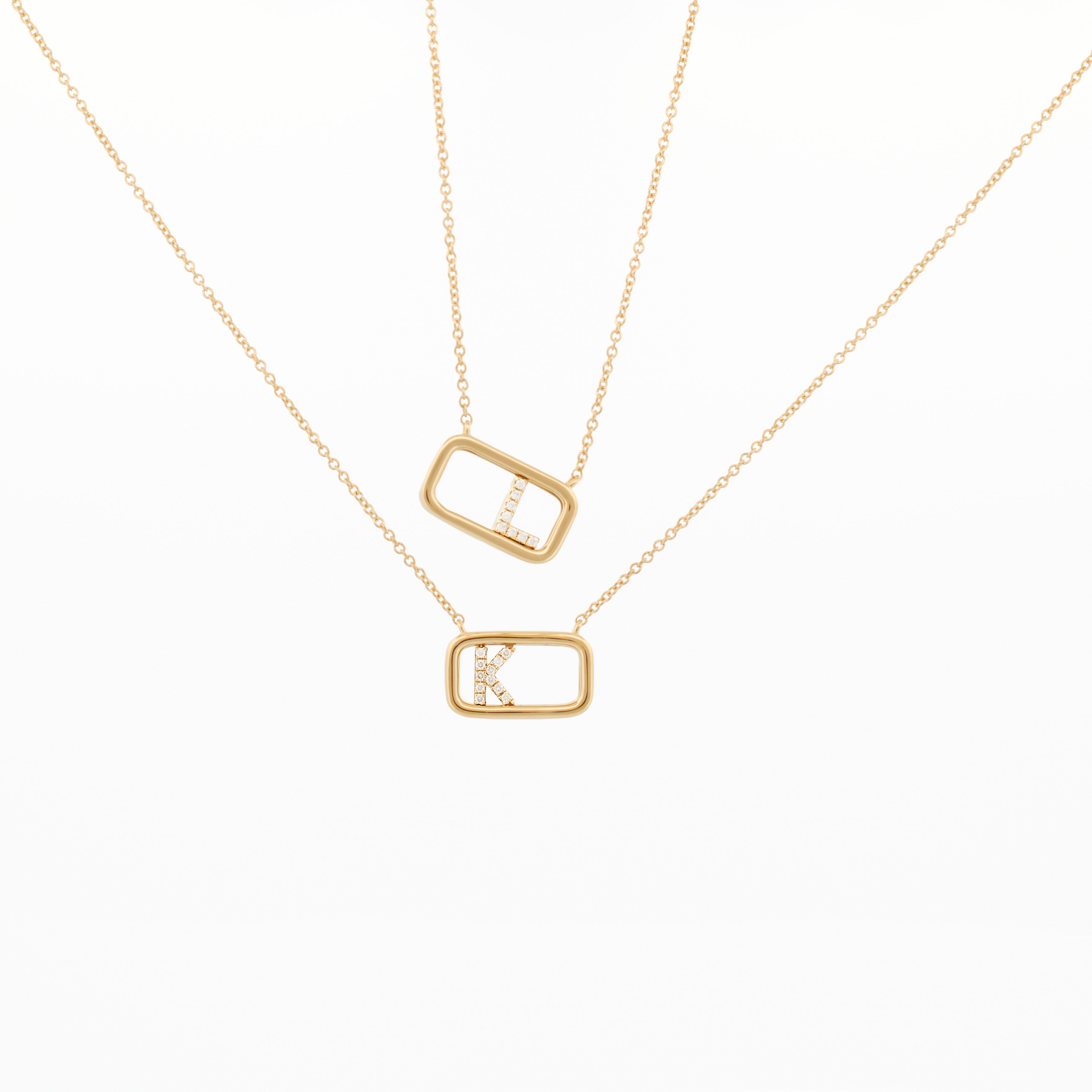 Moving Diamond Initial Necklace "K"