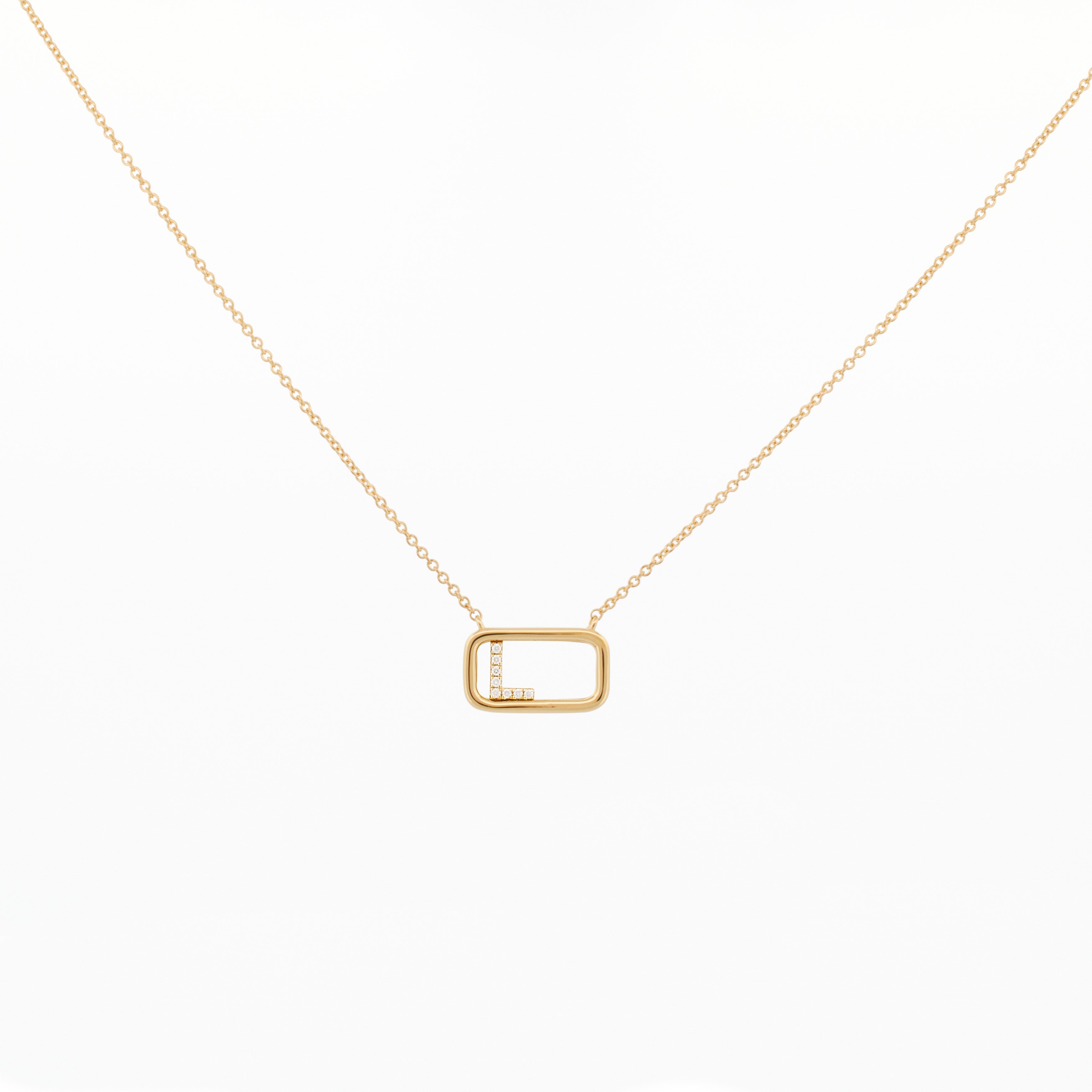 Moving Diamond Initial Necklace "L"