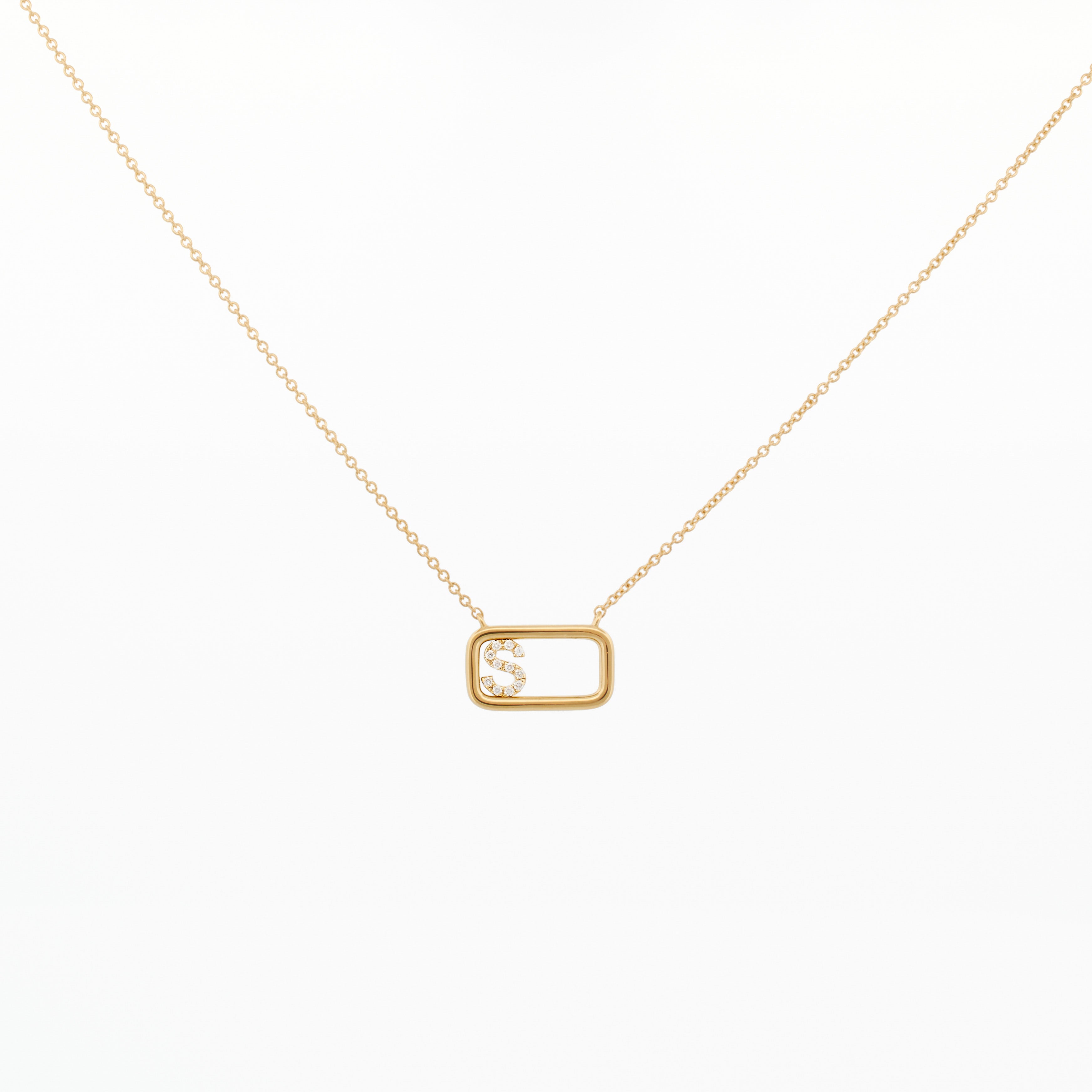 Moving Diamond Initial Necklace "S"
