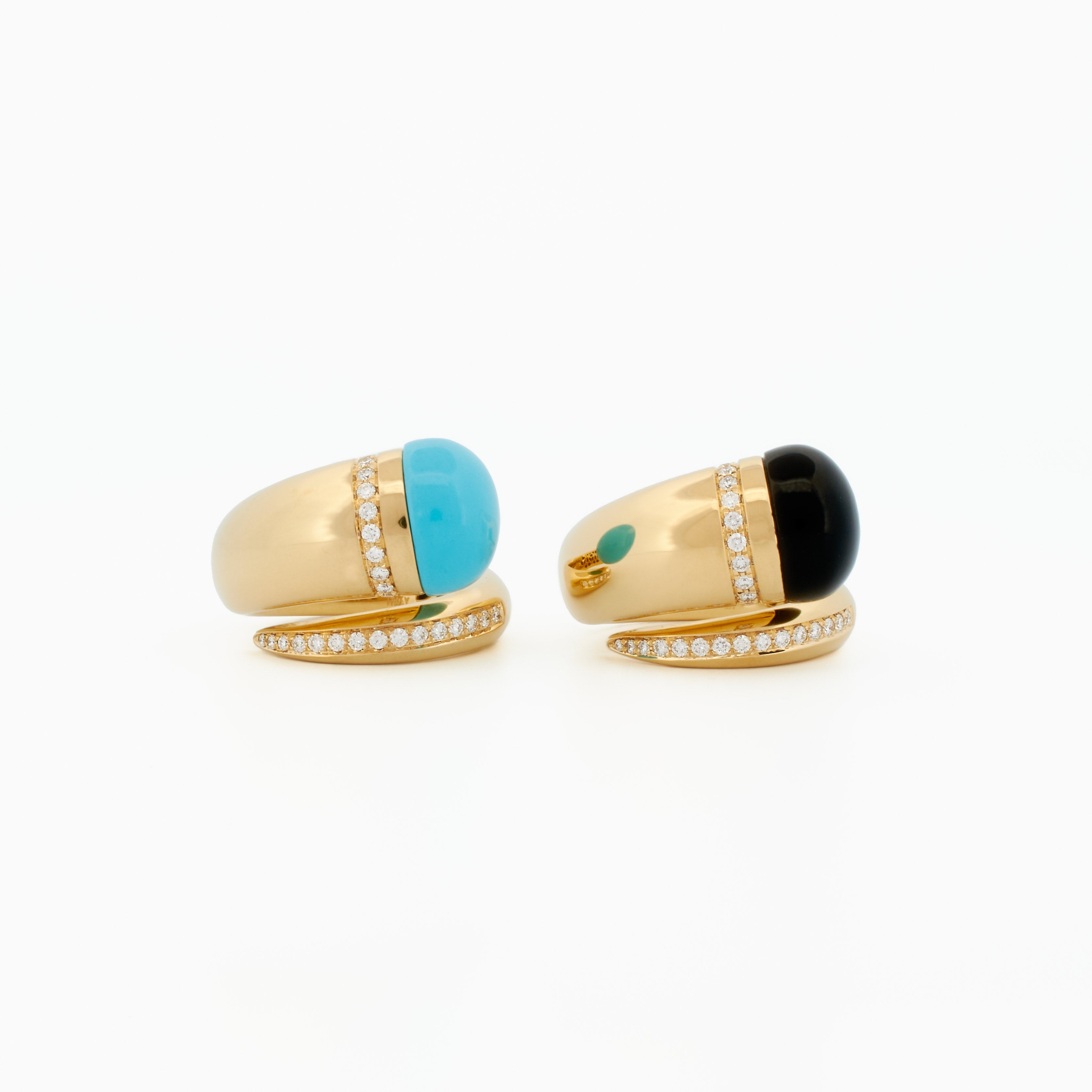 Swirl Ring with Onyx Cabochon and Diamond Accents