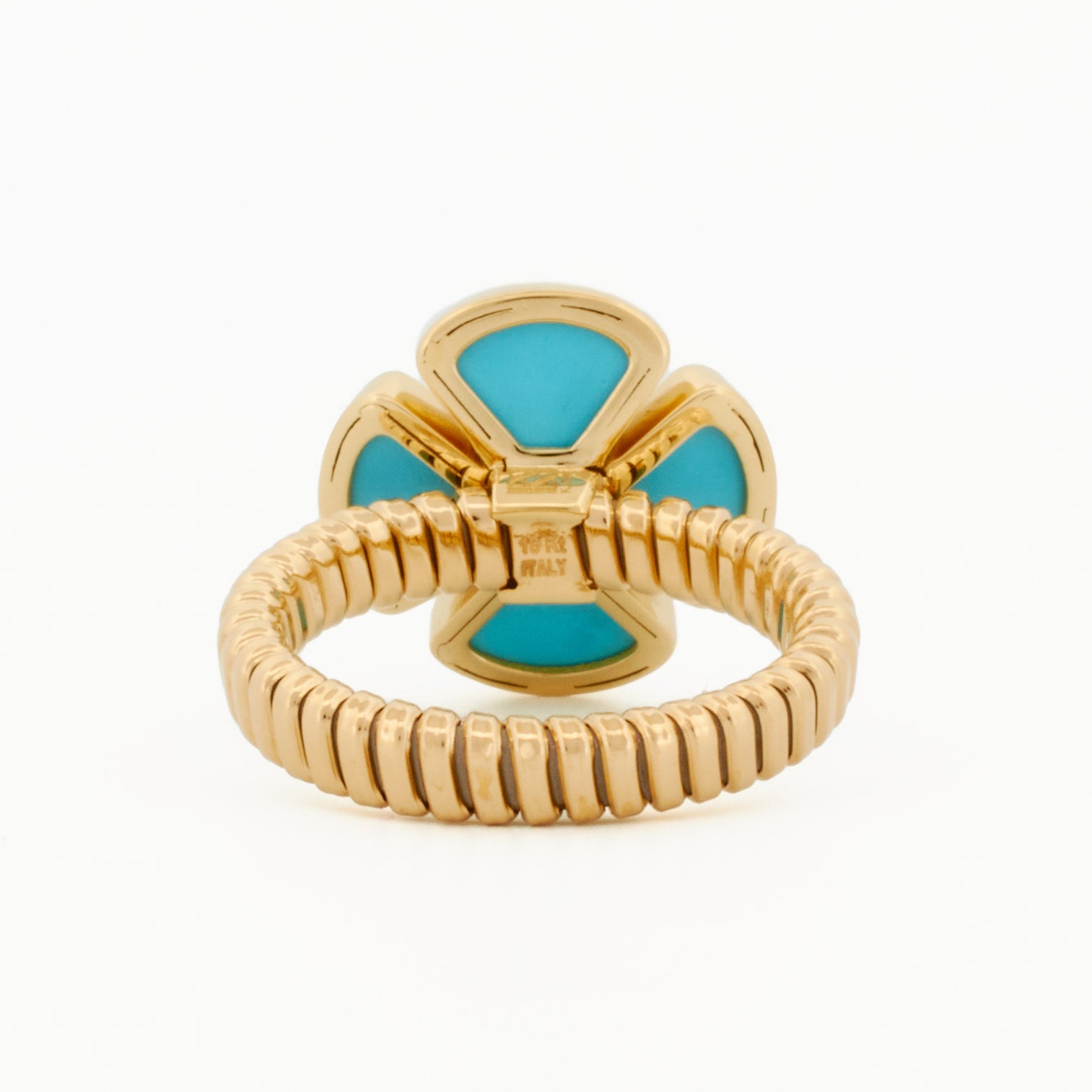 Turquoise Clover Ring with Diamond Center
