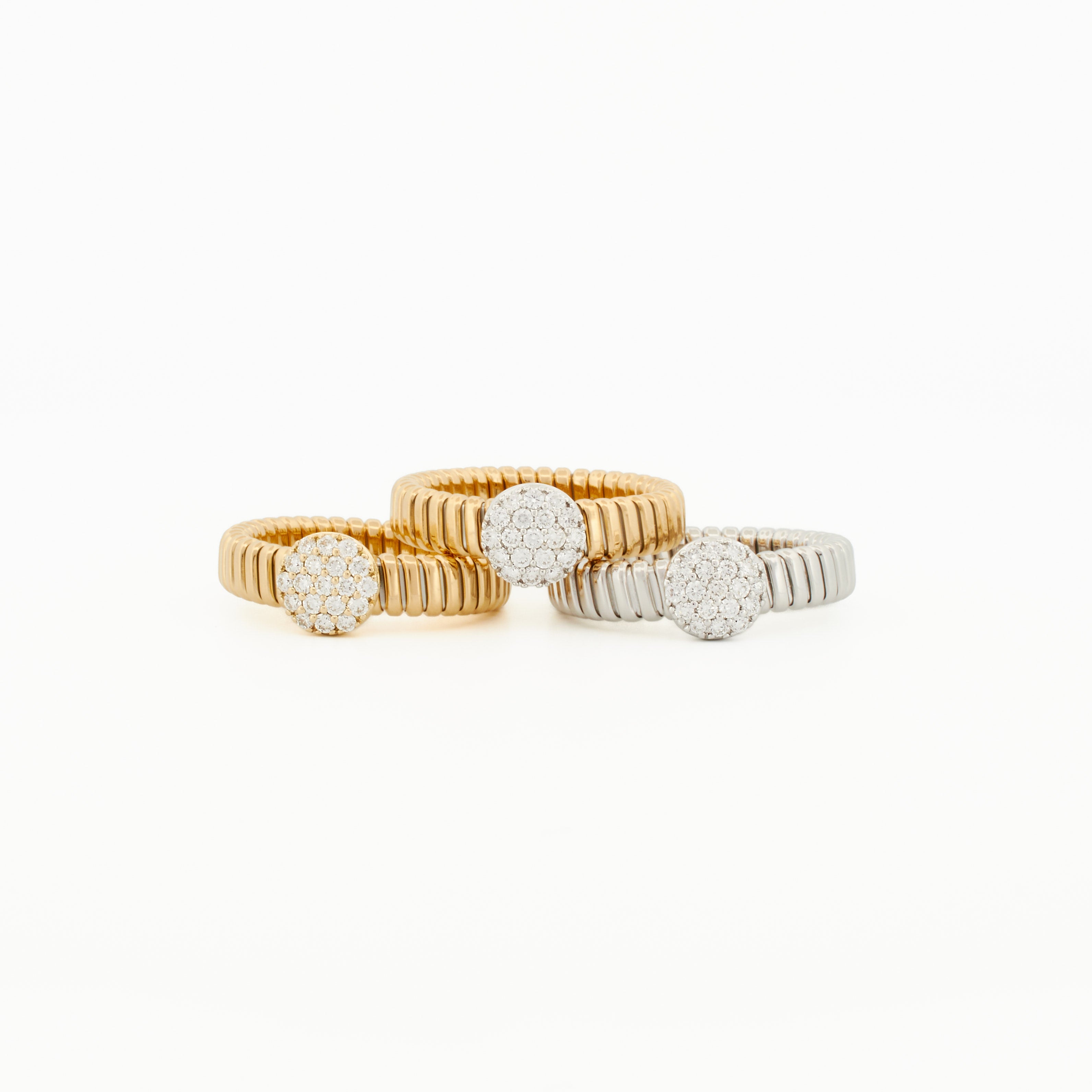 Everyday Tubogas Ring with Pavé Diamond Center